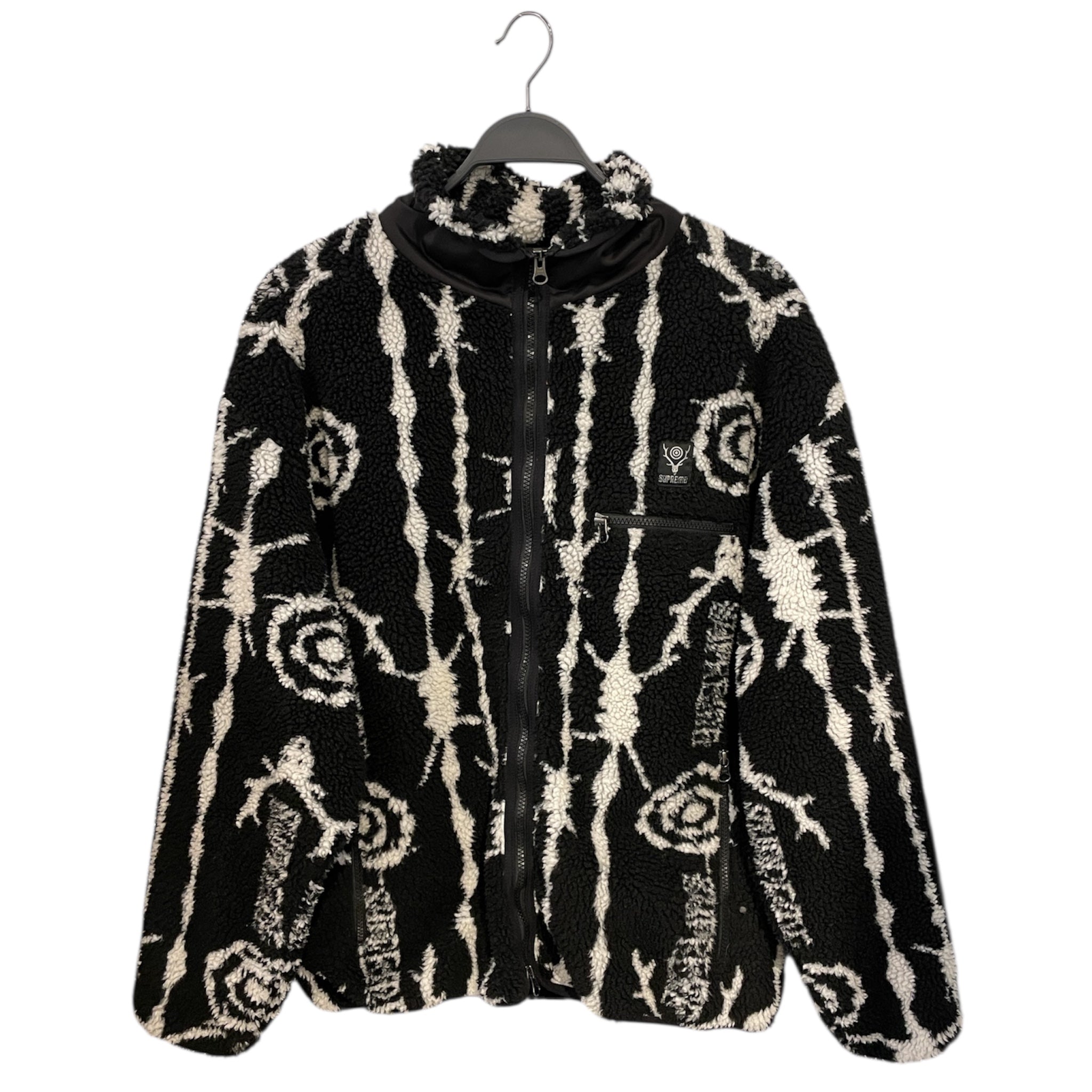 Supreme/South2 West8(S2W8)/Fleece Jkt/XL/Cotton/BLK/All Over Print/RN#101837/LEFT POCKET ZIPPER view 1
