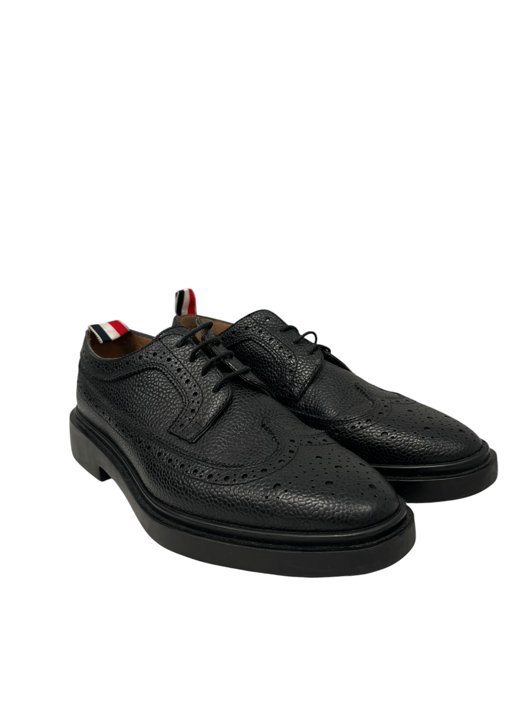 THOM BROWNE. NEW YORK/Loafers/EU 37/Leather/BLK/V-Tip/PEBBLE LEATHER DERBY view 1
