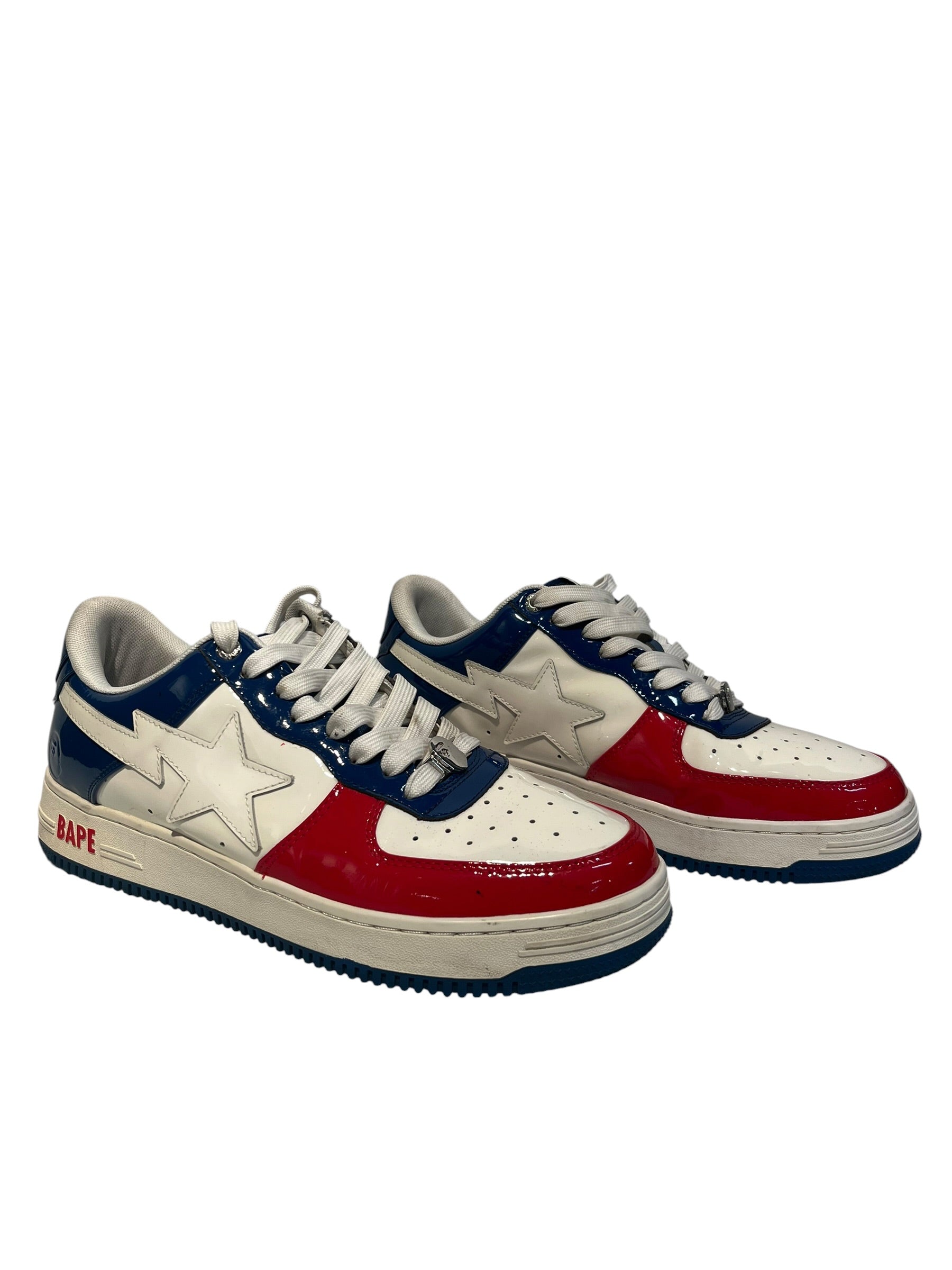 BAPE STA!/Low-Sneakers/US 11/Leather/WHT/red white blue view 1