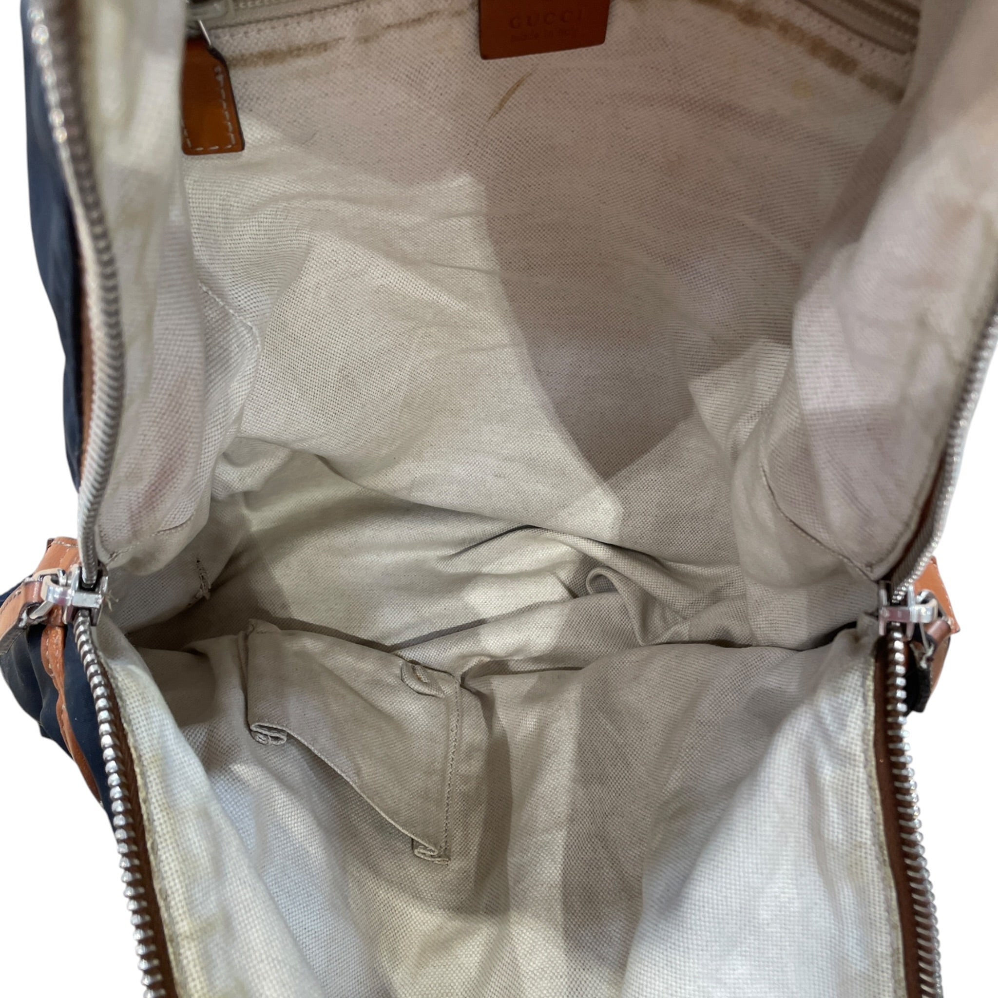 GUCCI/Backpack/Nylon/NVY/GG nylon backpack brwn details view 3