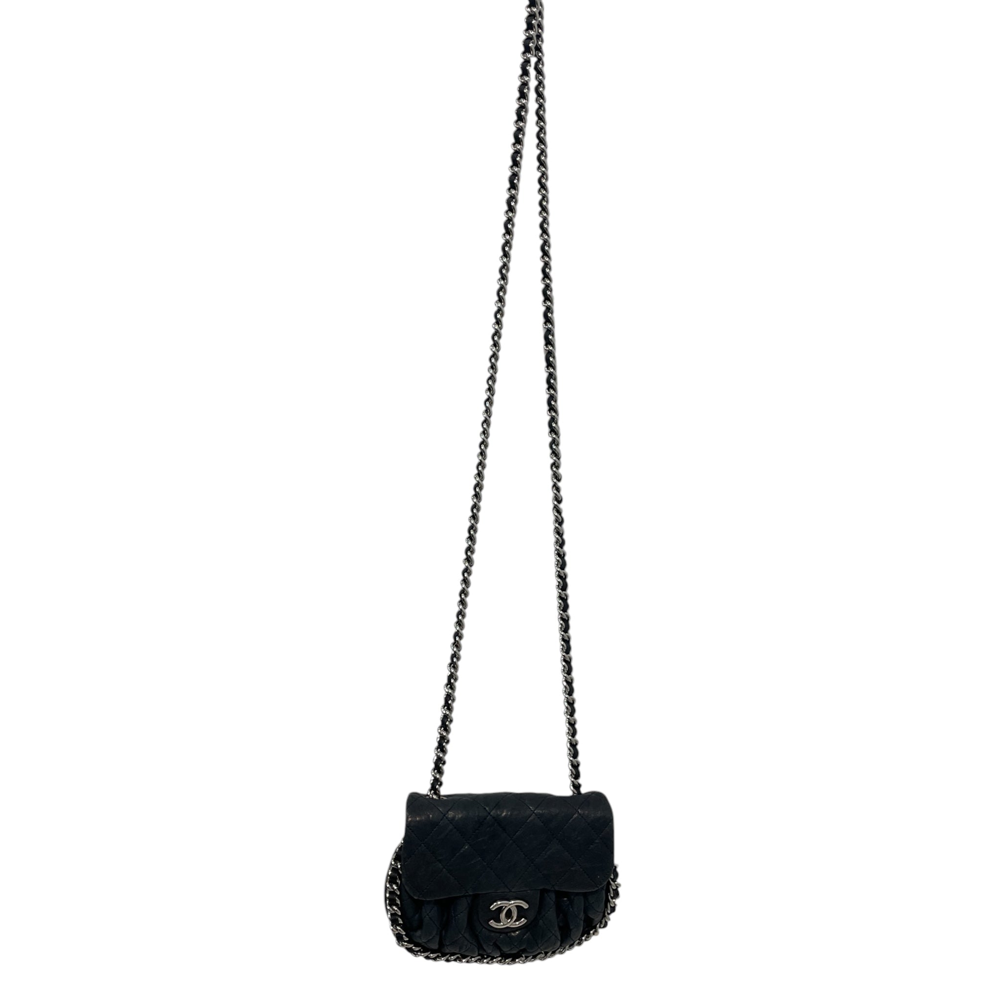 CHANEL/Cross Body Bag/Leather/NVY/CHAIN AROUND FLAP BAG view 2