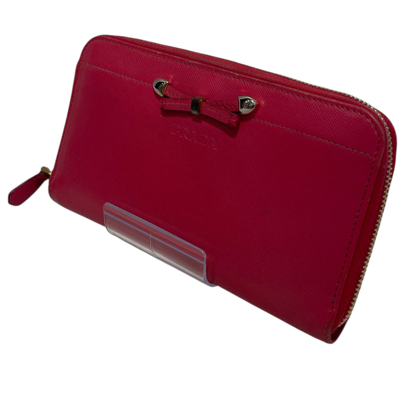 PRADA/Long Wallet/OS/Leather/PNK/Leather Continental Wallet
