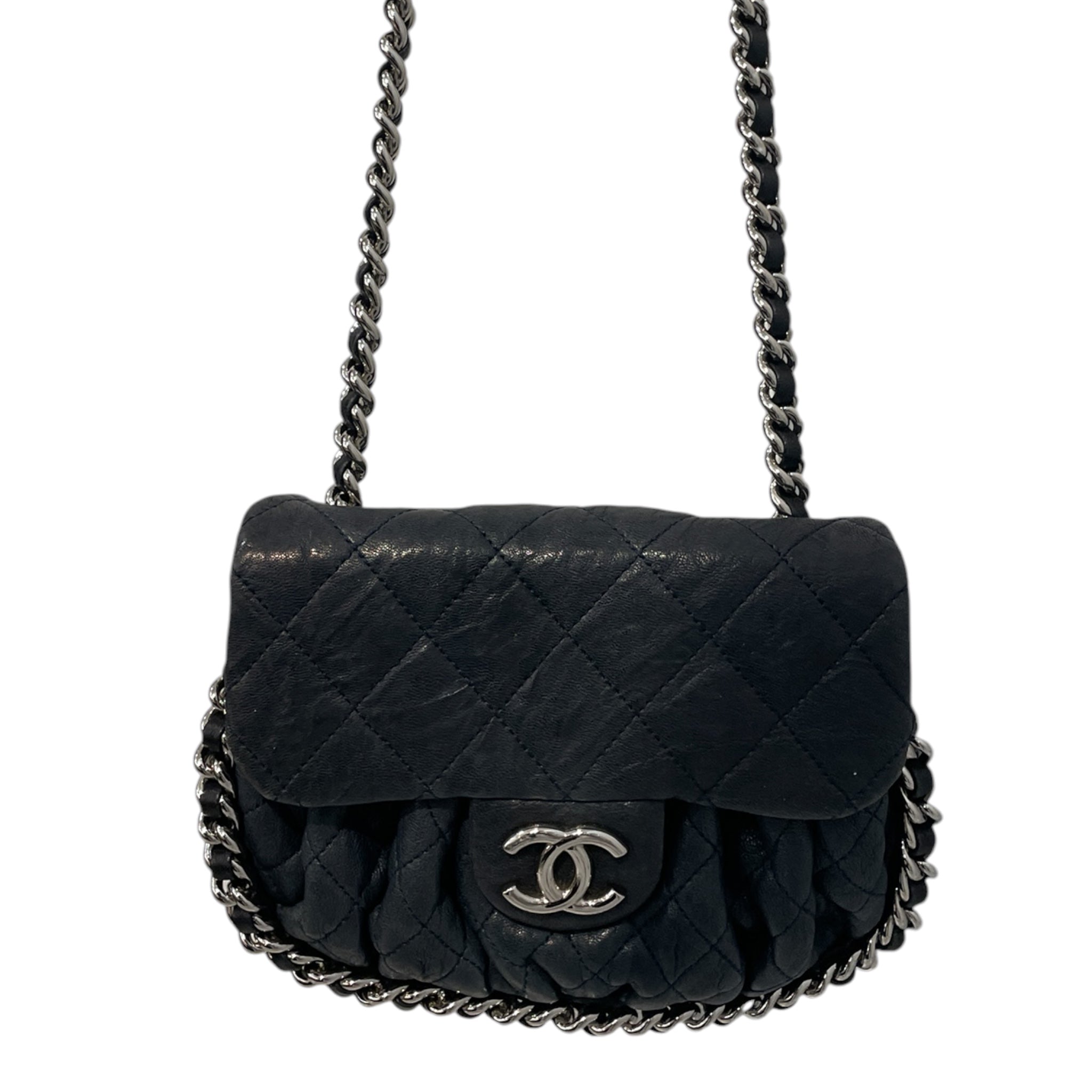 CHANEL/Cross Body Bag/Leather/NVY/CHAIN AROUND FLAP BAG view 1