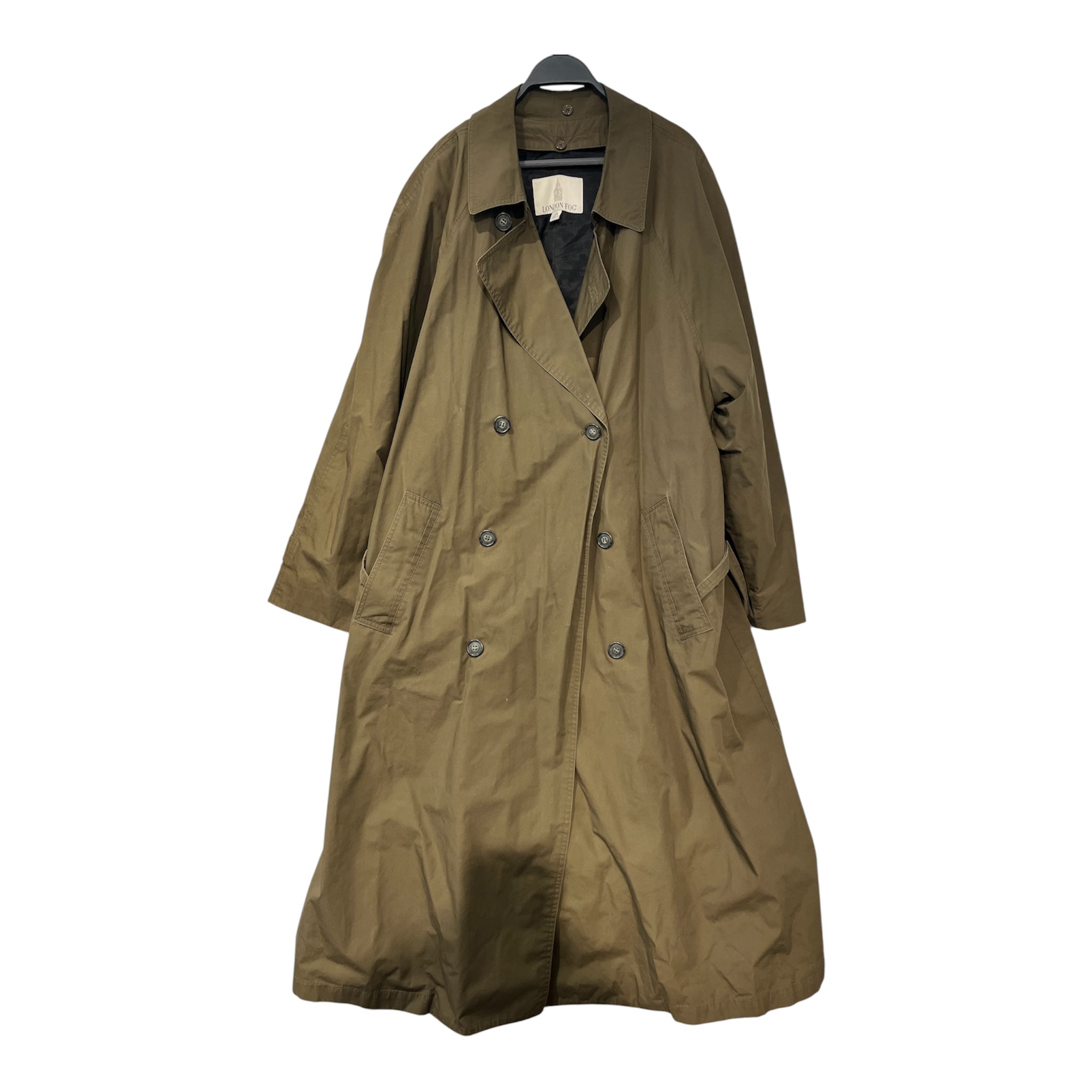 London Fog/Trench Coat/44/Cotton/KHK/Big Silhouette/dark green trench coat view 1