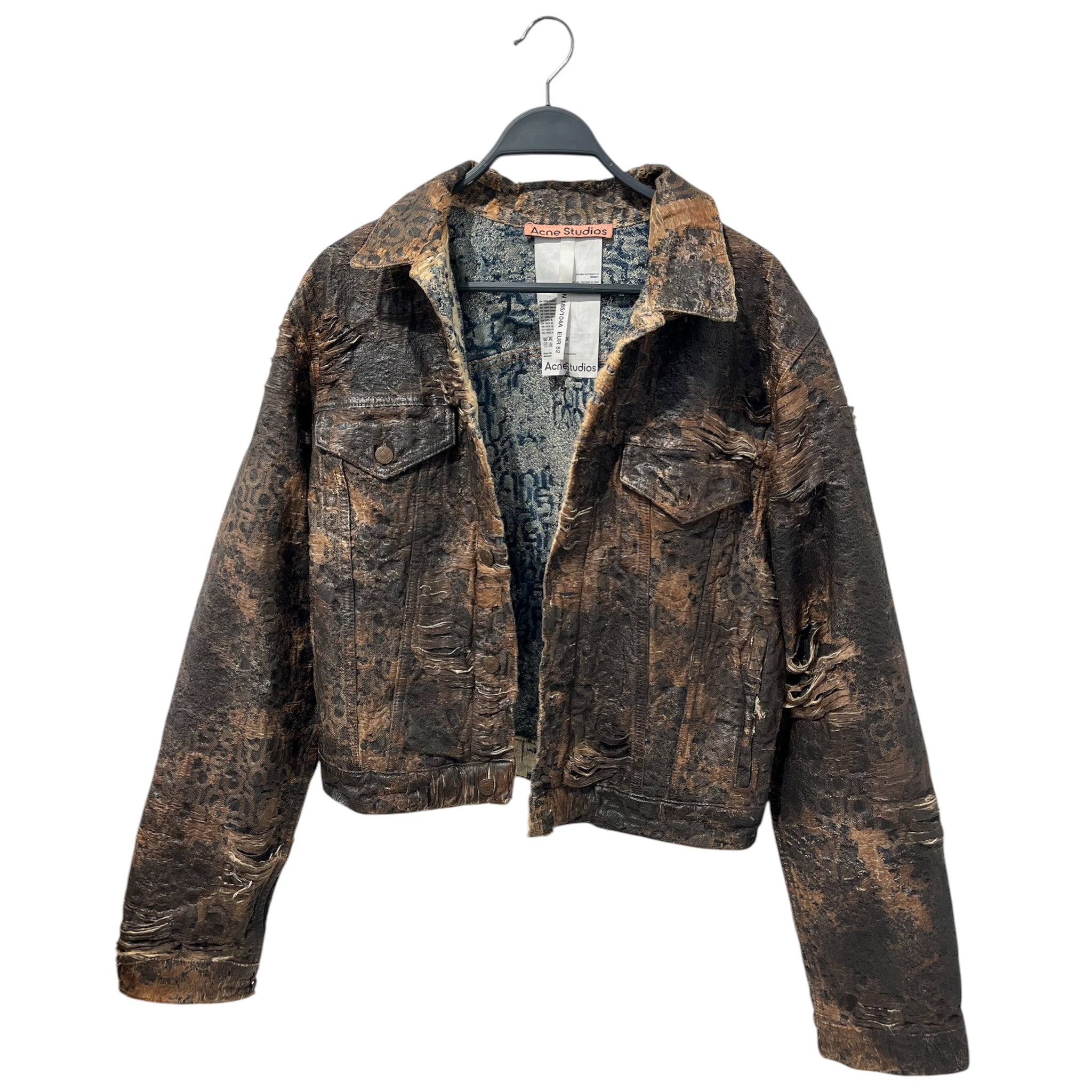 Acne Studios/Denim Jkt/52/Cotton/BRW/Single Breasted/Monogram/185/104A distressing view 1