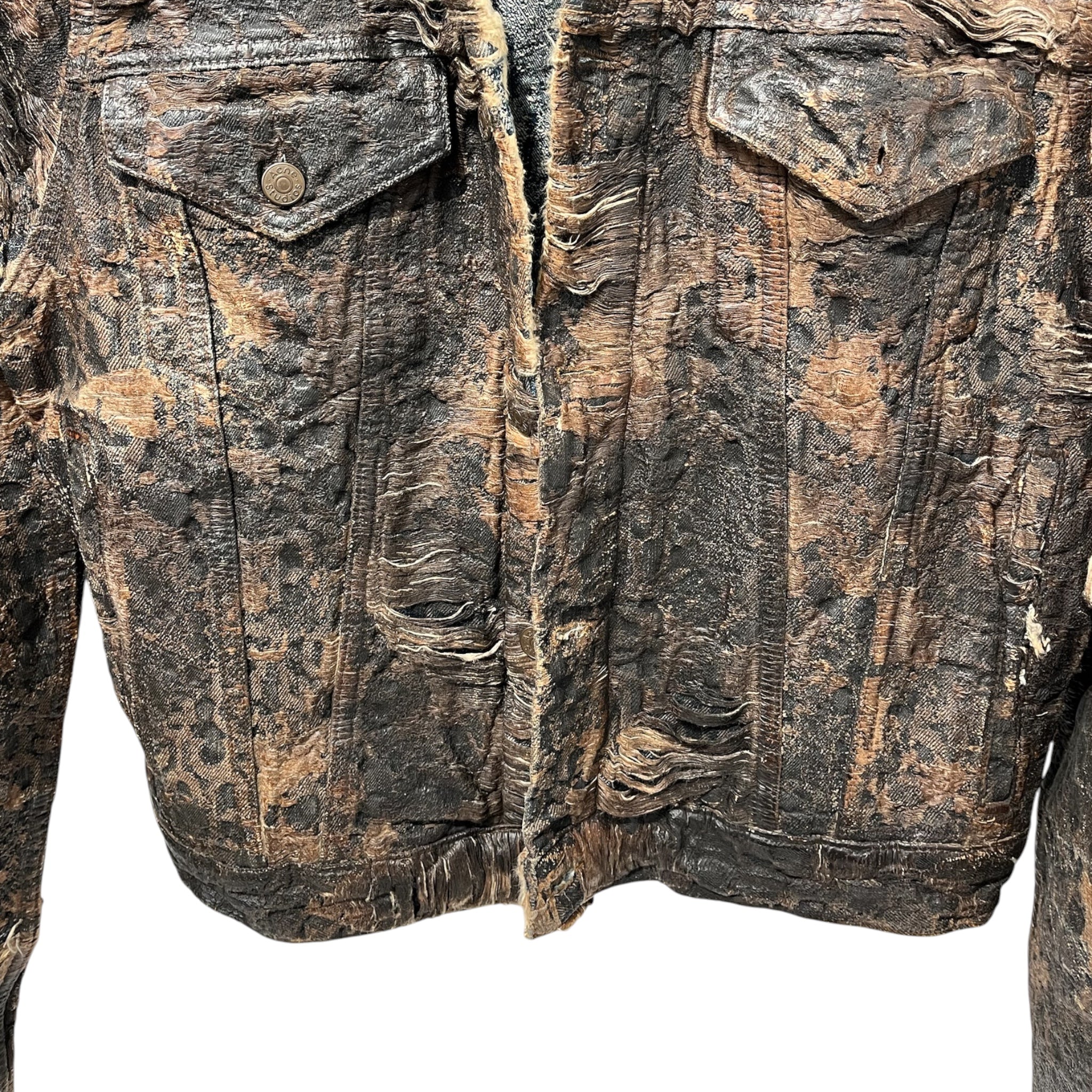 Acne Studios/Denim Jkt/52/Cotton/BRW/Single Breasted/Monogram/185/104A distressing view 4