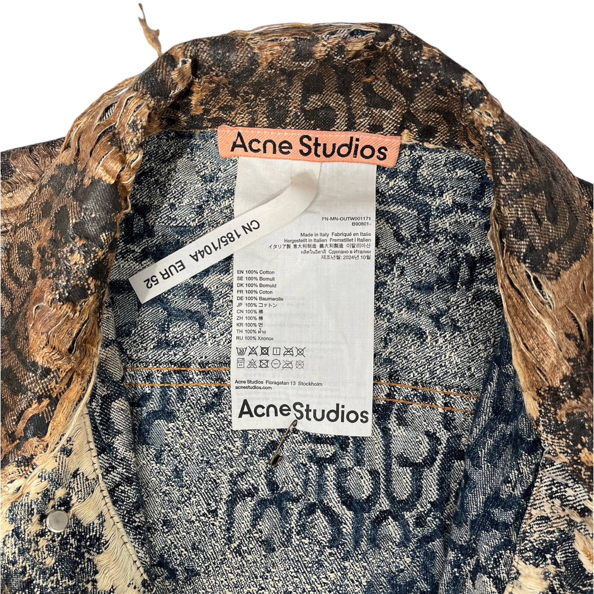 Acne Studios/Denim Jkt/52/Cotton/BRW/Single Breasted/Monogram/185/104A distressing view 3