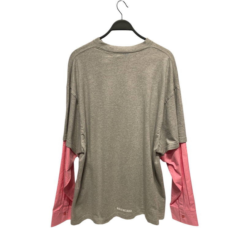 BALENCIAGA/LS T-Shirt/M/Cotton/GRY/Layered Pink Sleeves