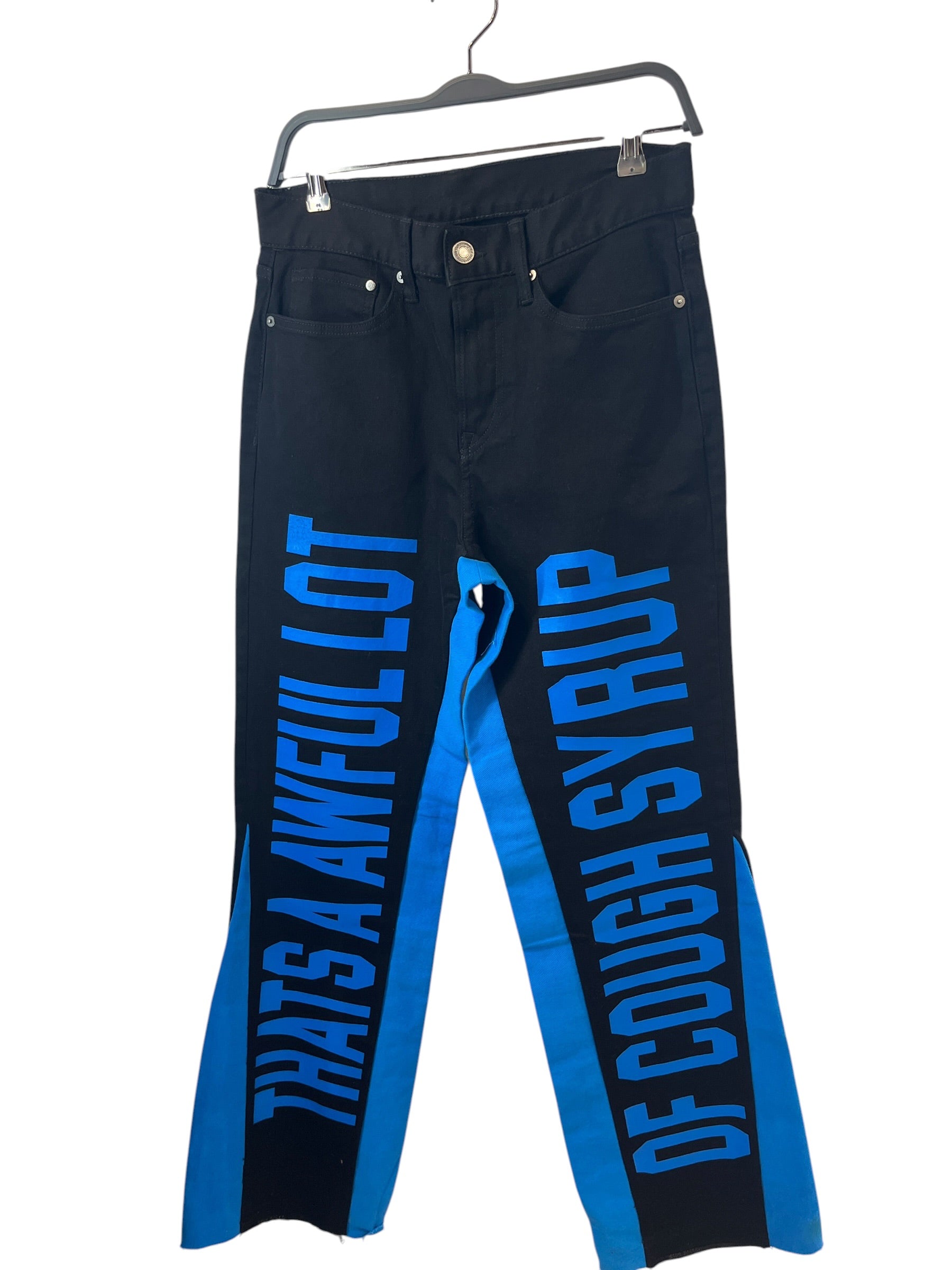 That's a Awful Lot of Cough Syrup/Skinny Pants/29/Denim/BLK/Button Fly/All Over Print/BLUE AOP PRINT view 1