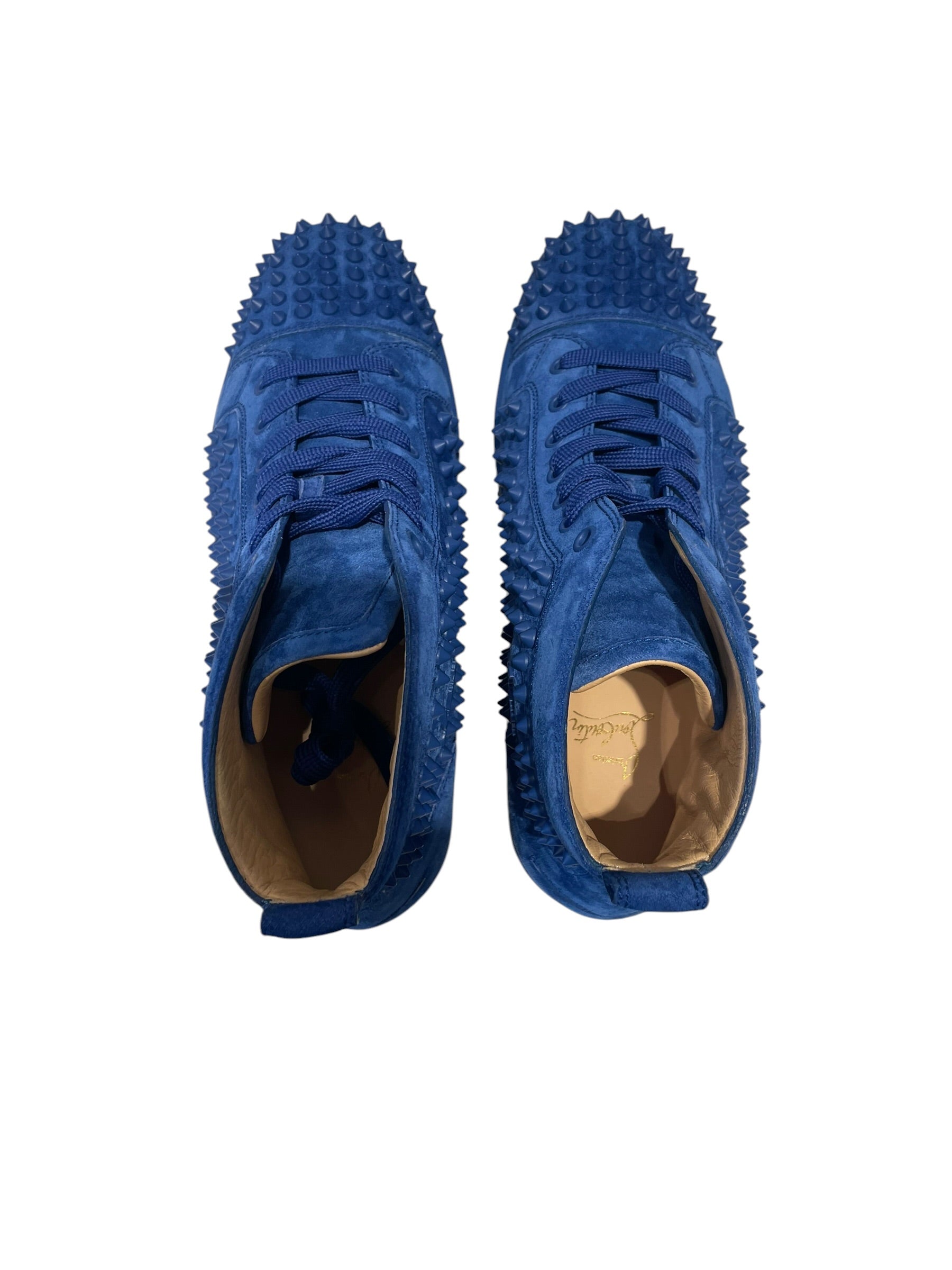 Christian Louboutin/Hi-Sneakers/US 9.5/Suede/BLU/all over spikes view 3