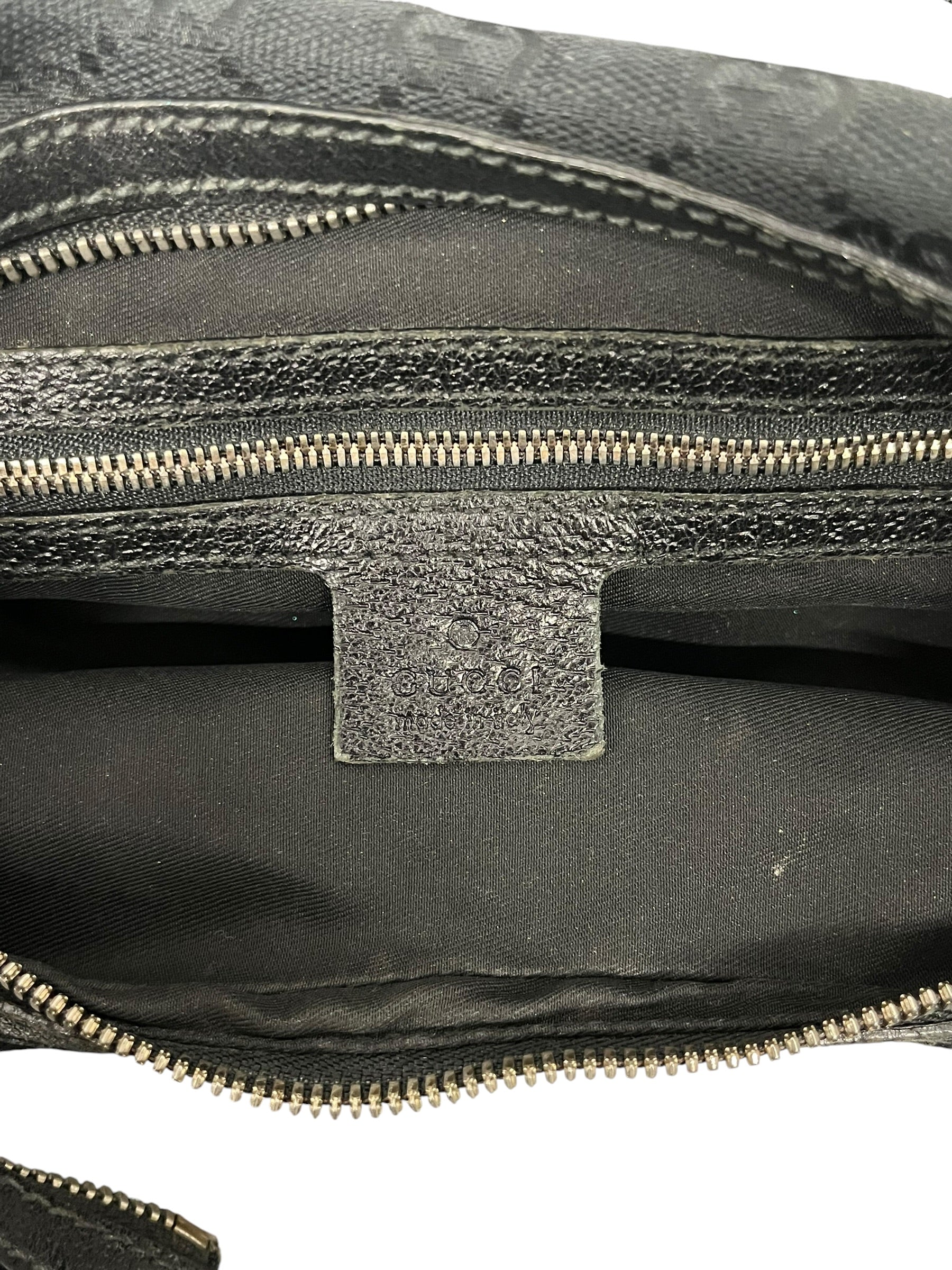 GUCCI/Hand Bag/Monogram/Nylon/BLK/BAMBOO HORSEBIT HOBO BAG view 3