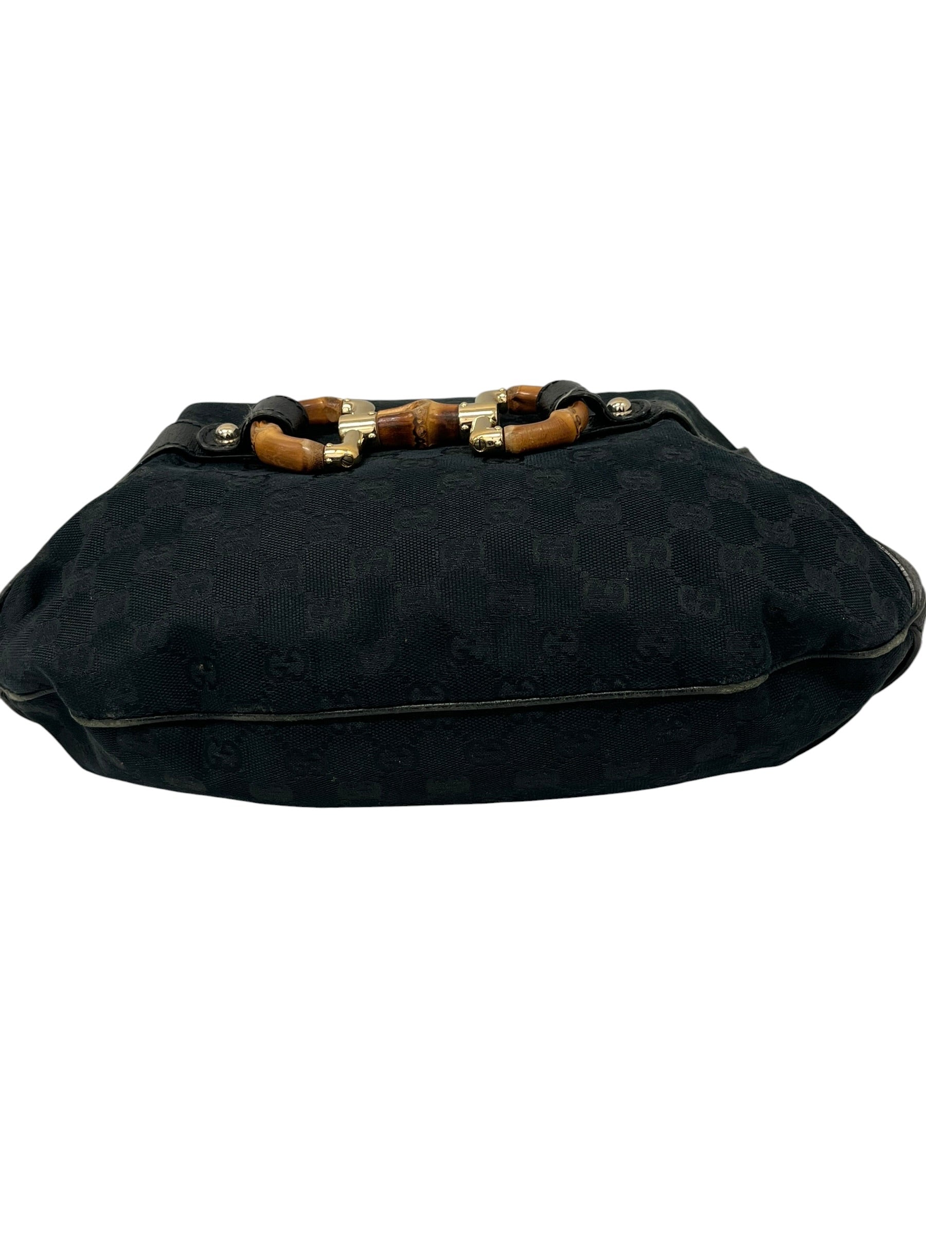 GUCCI/Hand Bag/Monogram/Nylon/BLK/BAMBOO HORSEBIT HOBO BAG view 5