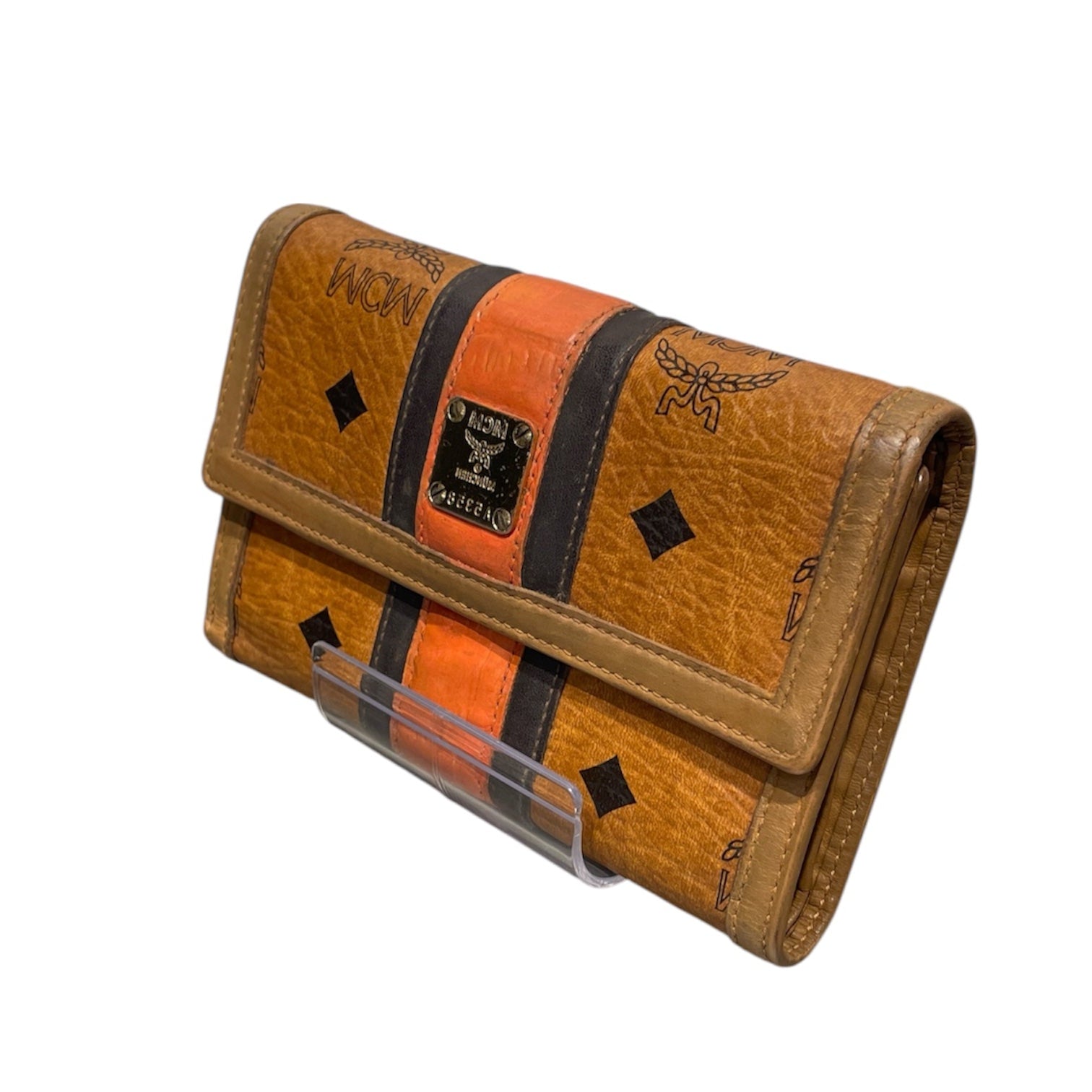 MCM/Trifold Wallet/Leather/ORN/Orange Visetos Cognac Trifold view 1