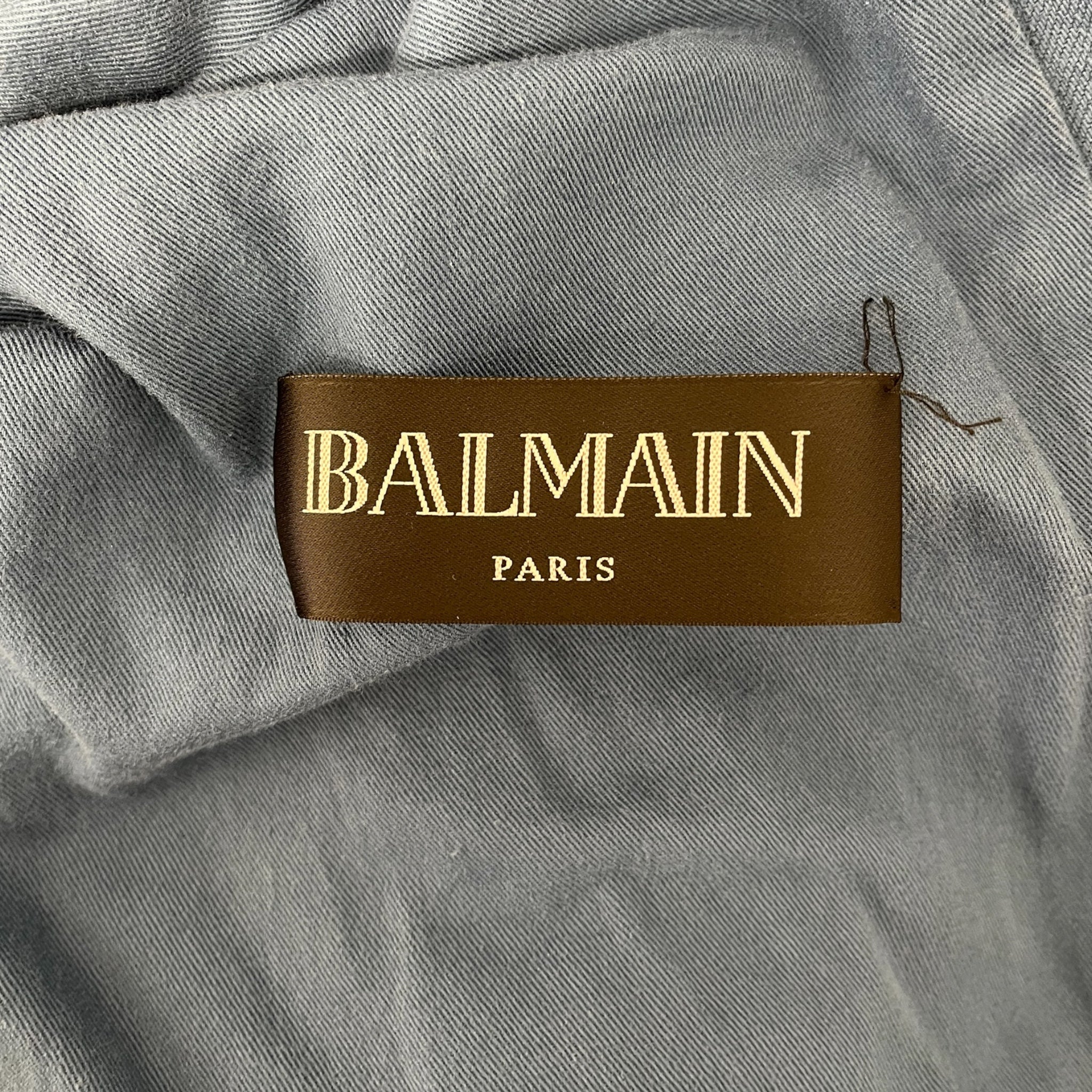 BALMAIN/Jacket/M/Cotton/BLU/CREST BIKER JKT view 3
