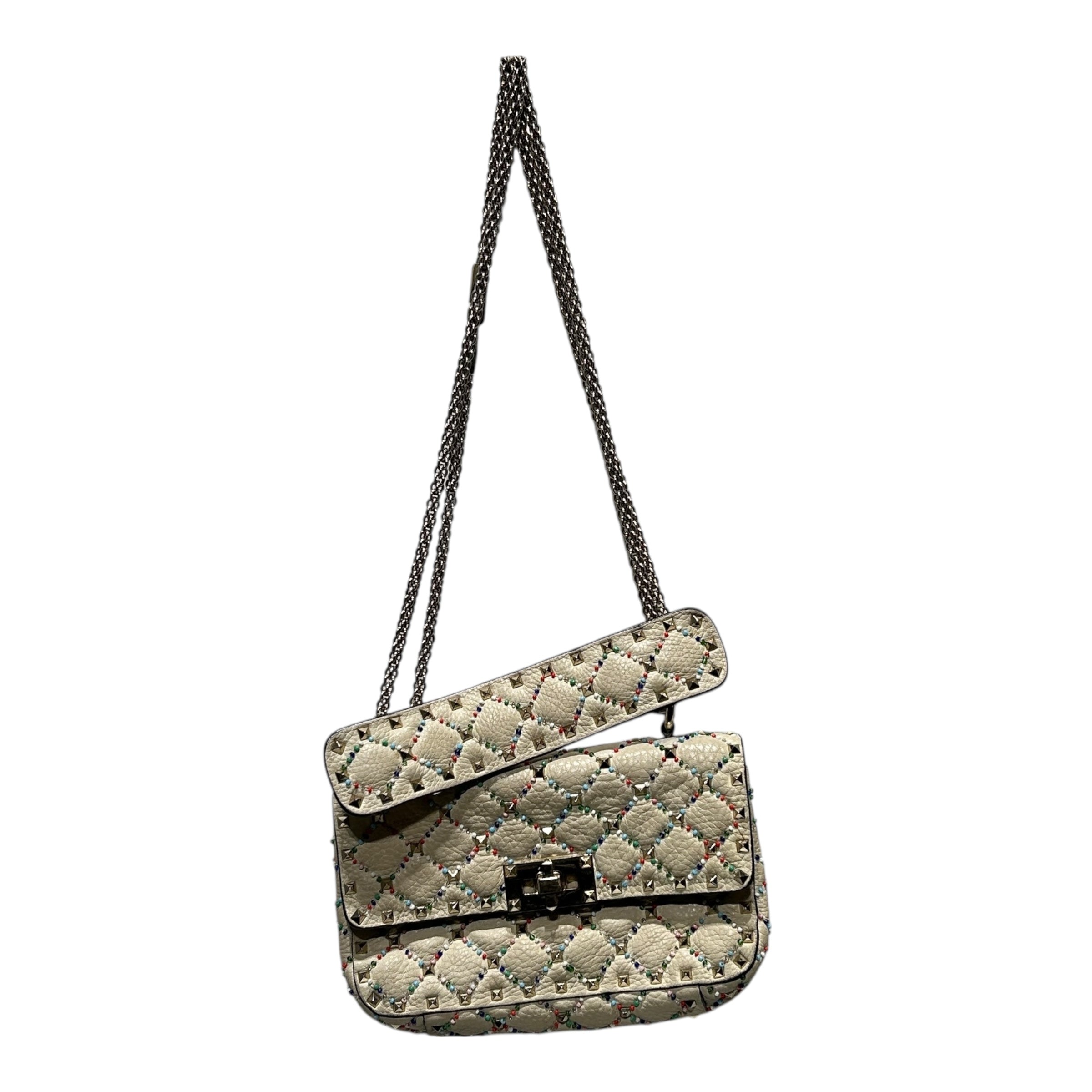 VALENTINO/Bag/Leather/CRM/RAINBOW BEAD/GOLD STUD BAG view 1