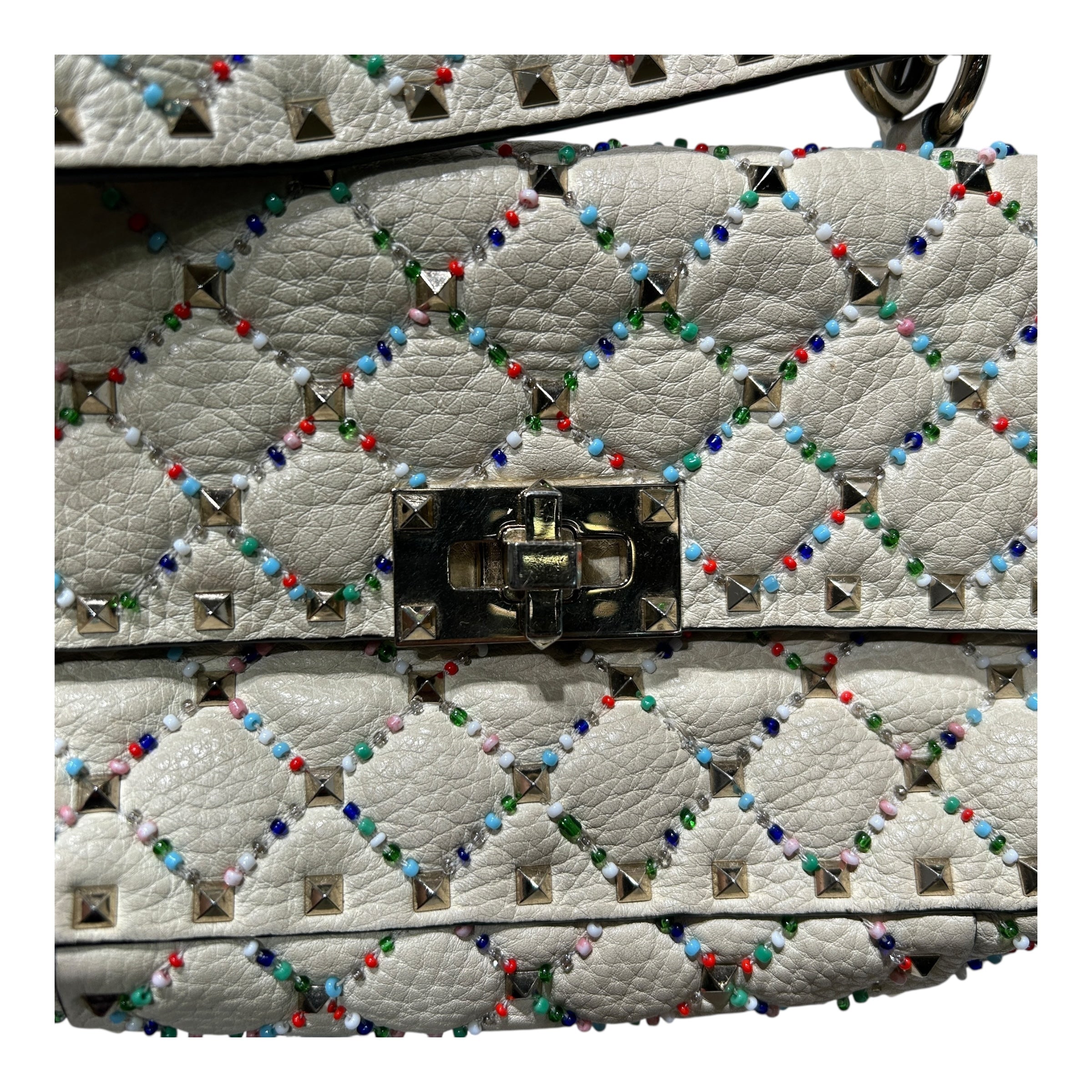 VALENTINO/Bag/Leather/CRM/RAINBOW BEAD/GOLD STUD BAG view 3