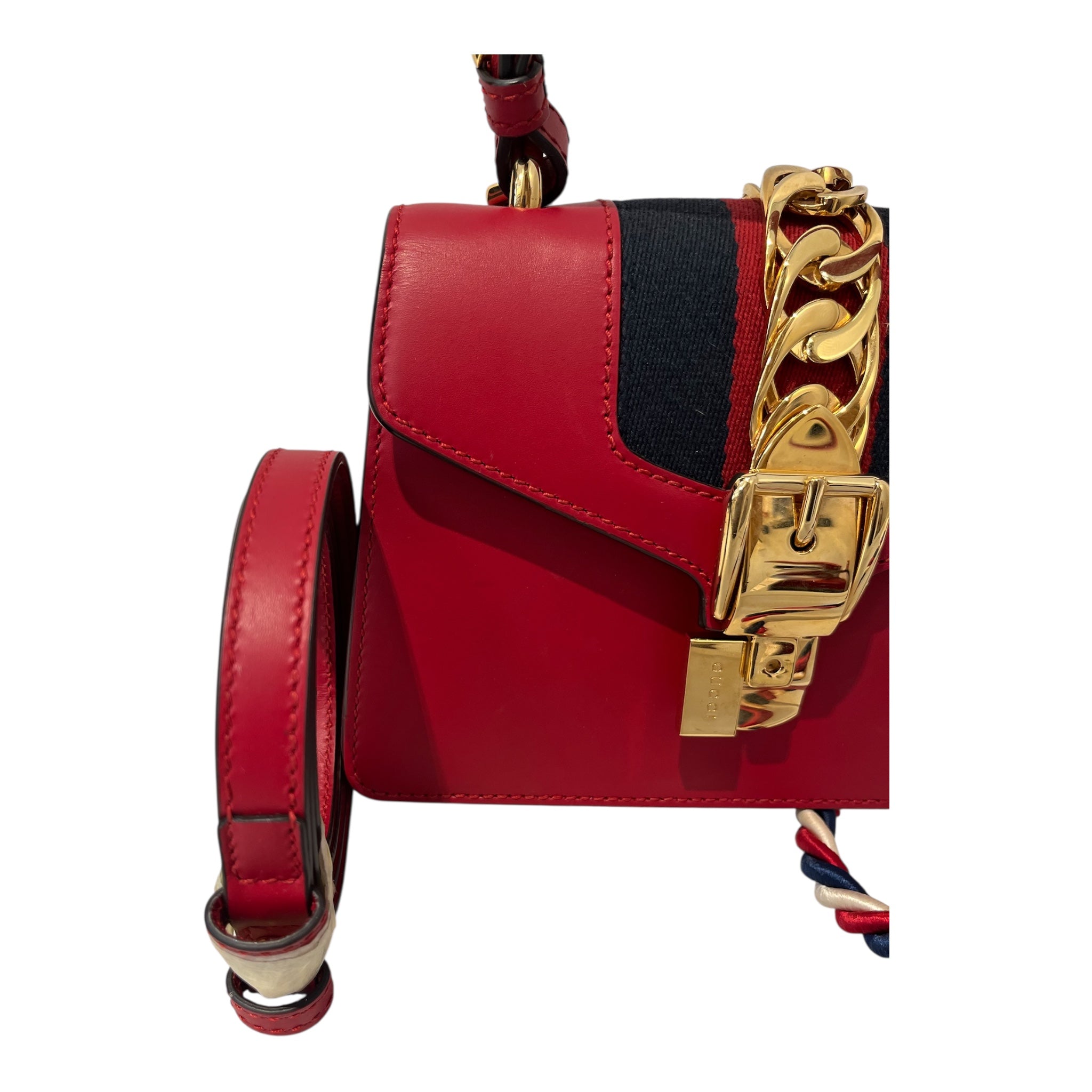 GUCCI/Cross Body Bag/Leather/RED/SYLVIE MINI TOP HANDLE view 3