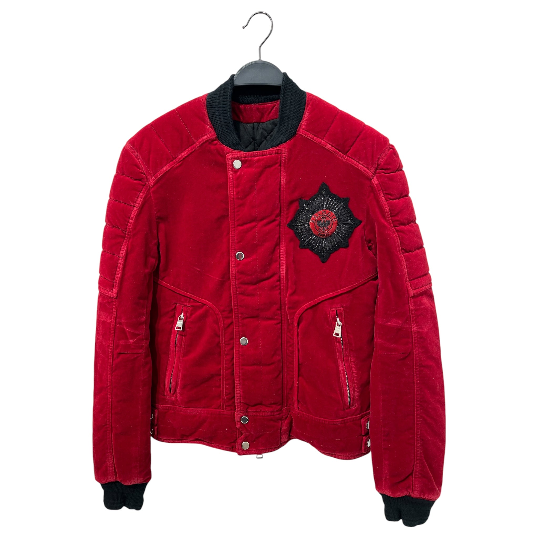 BALMAIN/Jacket/S/Cotton/RED/PADDED CREST MOTO JKT view 1