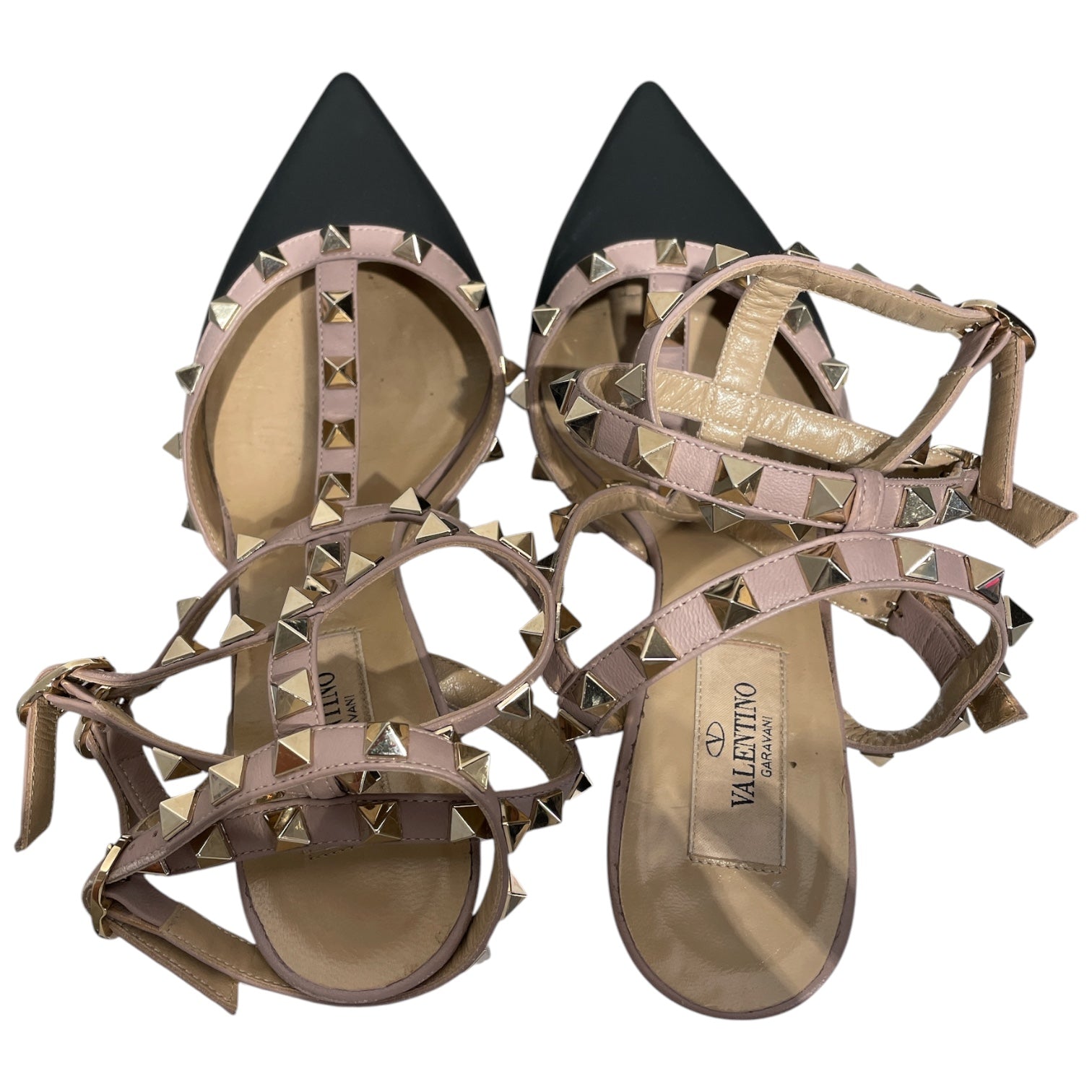 VALENTINO/Heels/US 5.5/Leather/BLK/Ankle Strap/Rockstud 100mm view 3