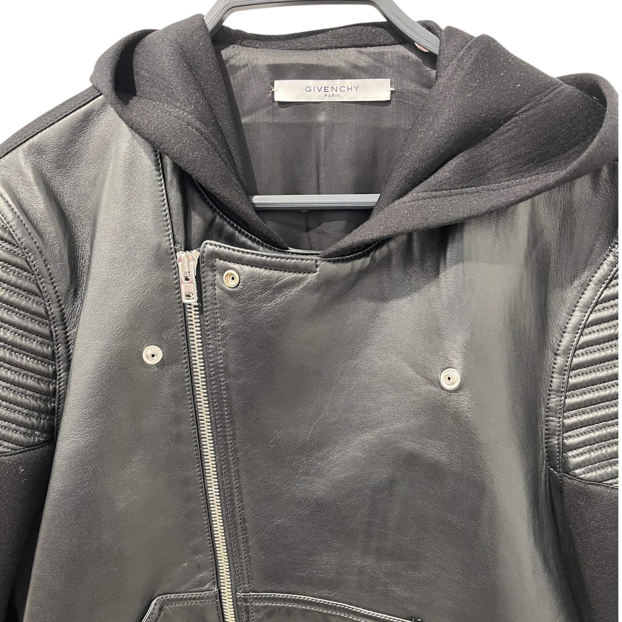 GIVENCHY/Leather Jkt/M/Lambskin/BLK/HYBRID HOODED BIKER view 5