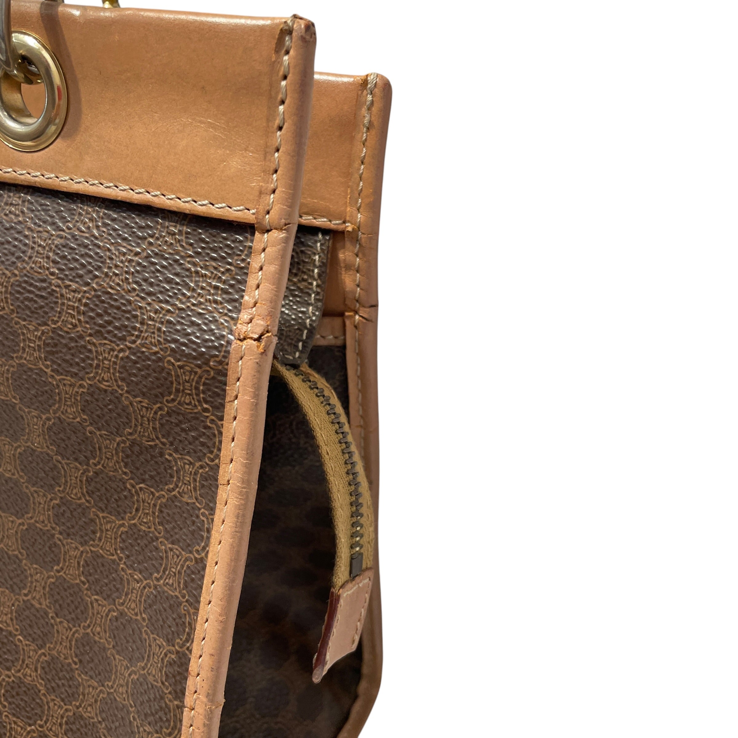 CELINE/Hand Bag/Monogram/Leather/BRW/Vintage Macadam Top view 3