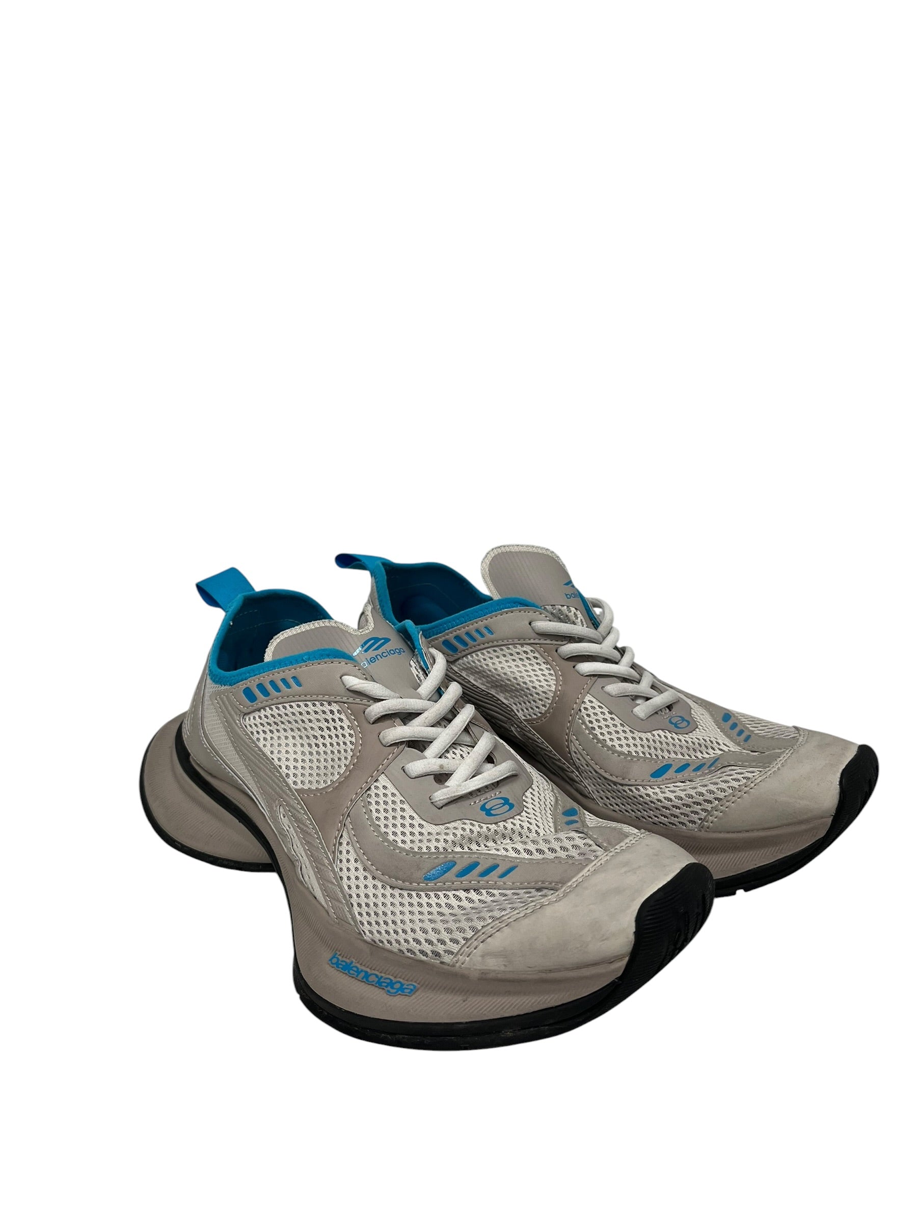 BALENCIAGA/Low-Sneakers/US 8/Polyester/GRY/CIRCUIT SNEAKER, BLUE ACCENT view 1