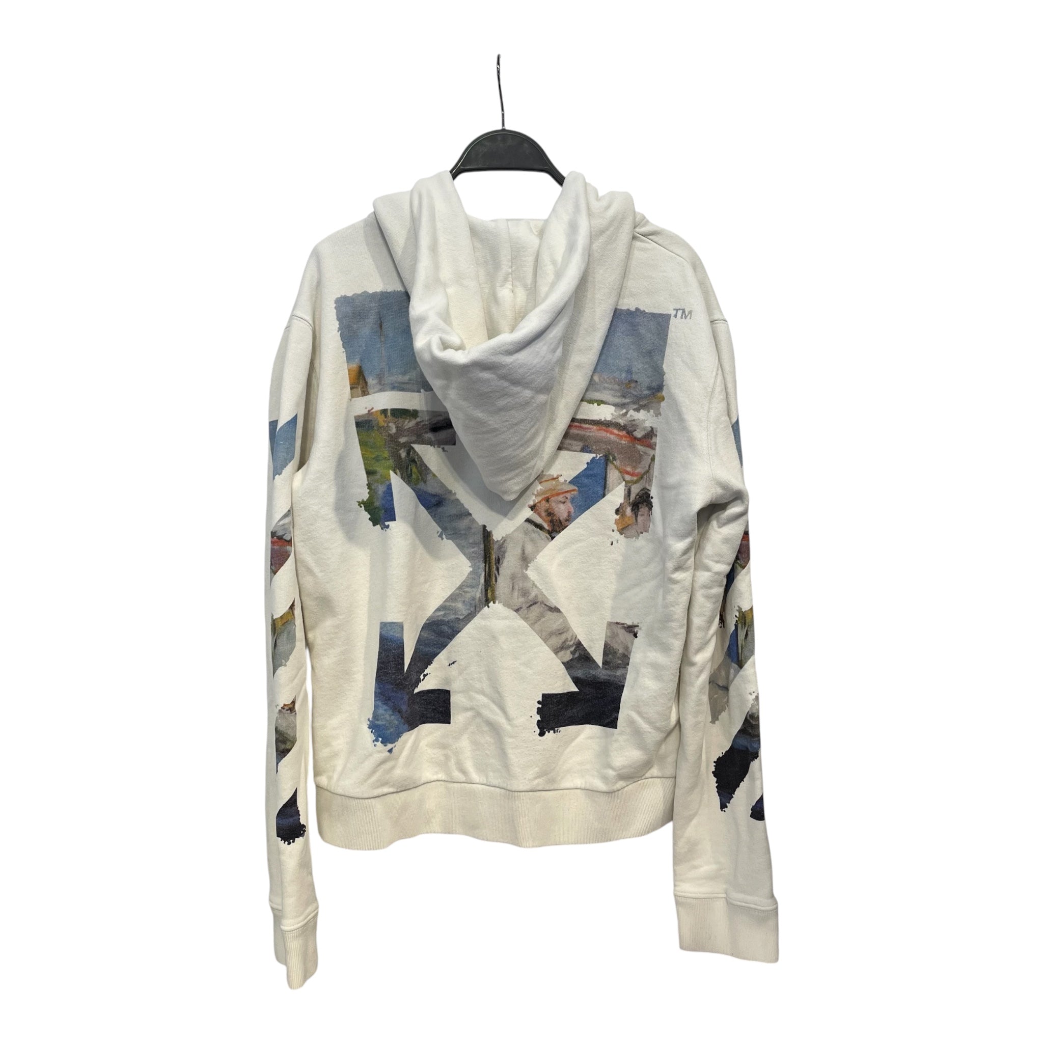 OFF-WHITE/Zip Up Hoodie/M/Cotton/WHT/OIL PAINTING ARROWS view 2