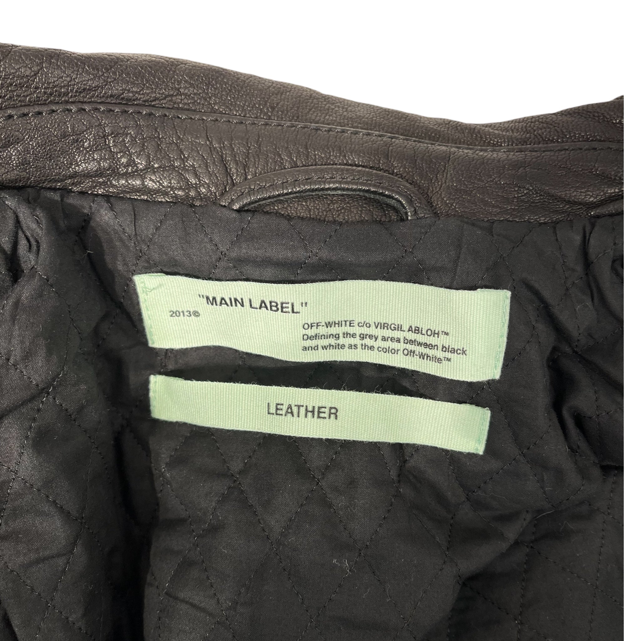 OFF-WHITE/Leather Jkt/L/Leather/BLK/PRINTED BOMBER FLIGHT JKT view 3