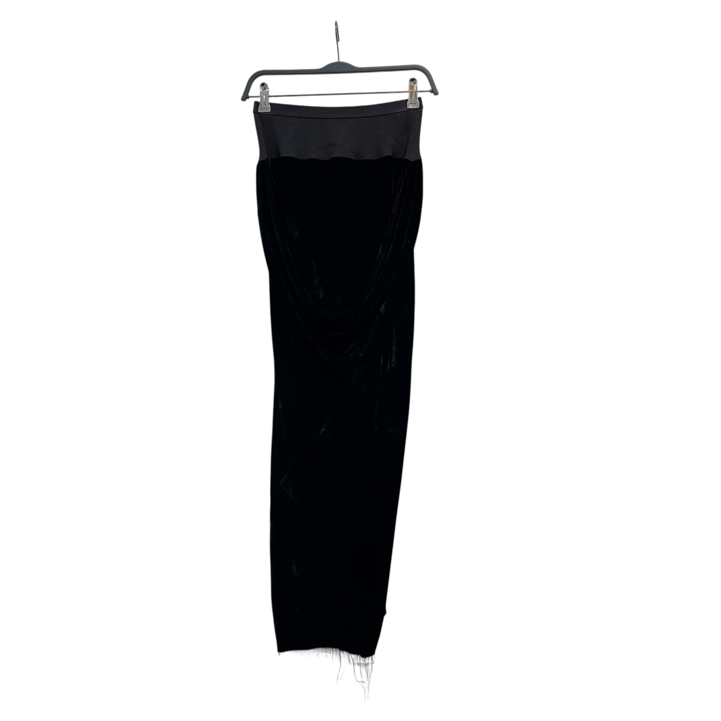 Rick Owens/Long Skirt/4/Polyester/BLK/RIPPED BOTTOM view 1