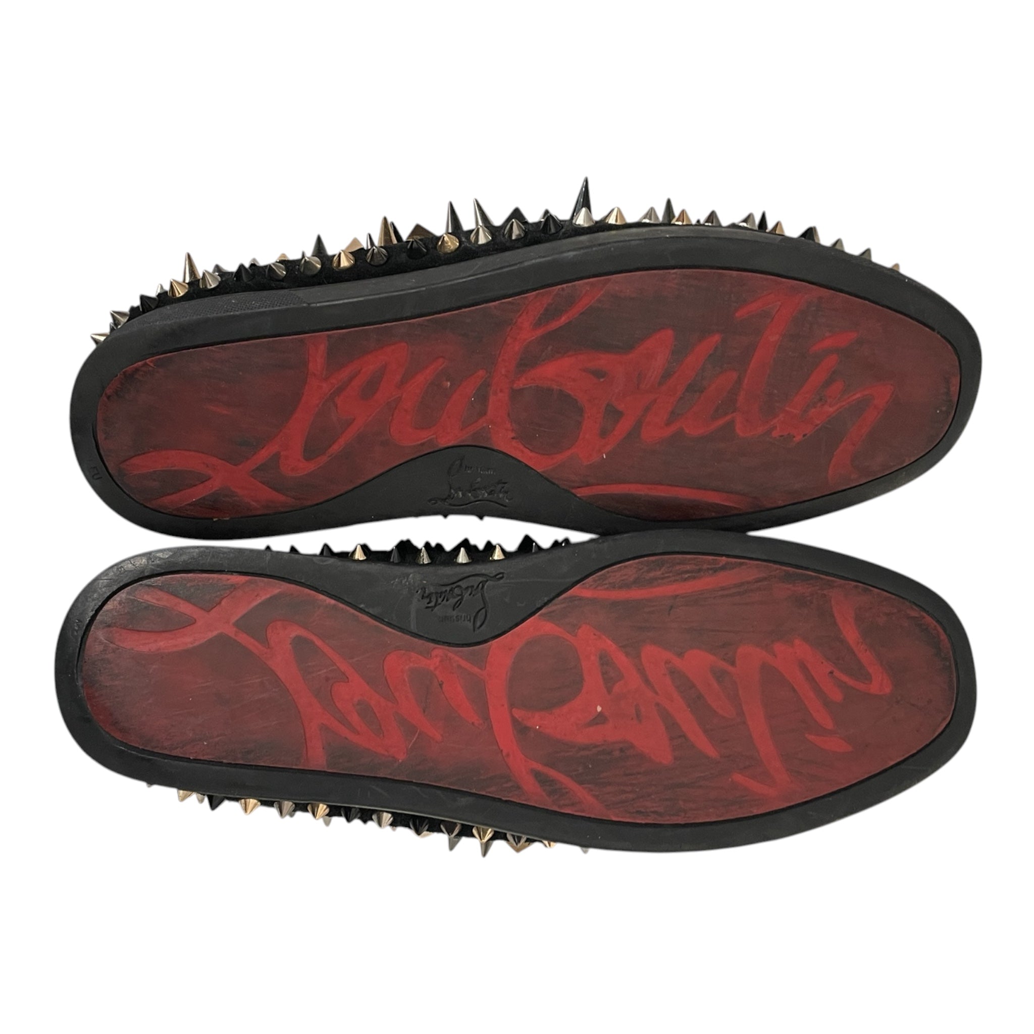 Christian Louboutin/Low-Sneakers/US 9/Leather/BLK/GOLD SPIKES view 3