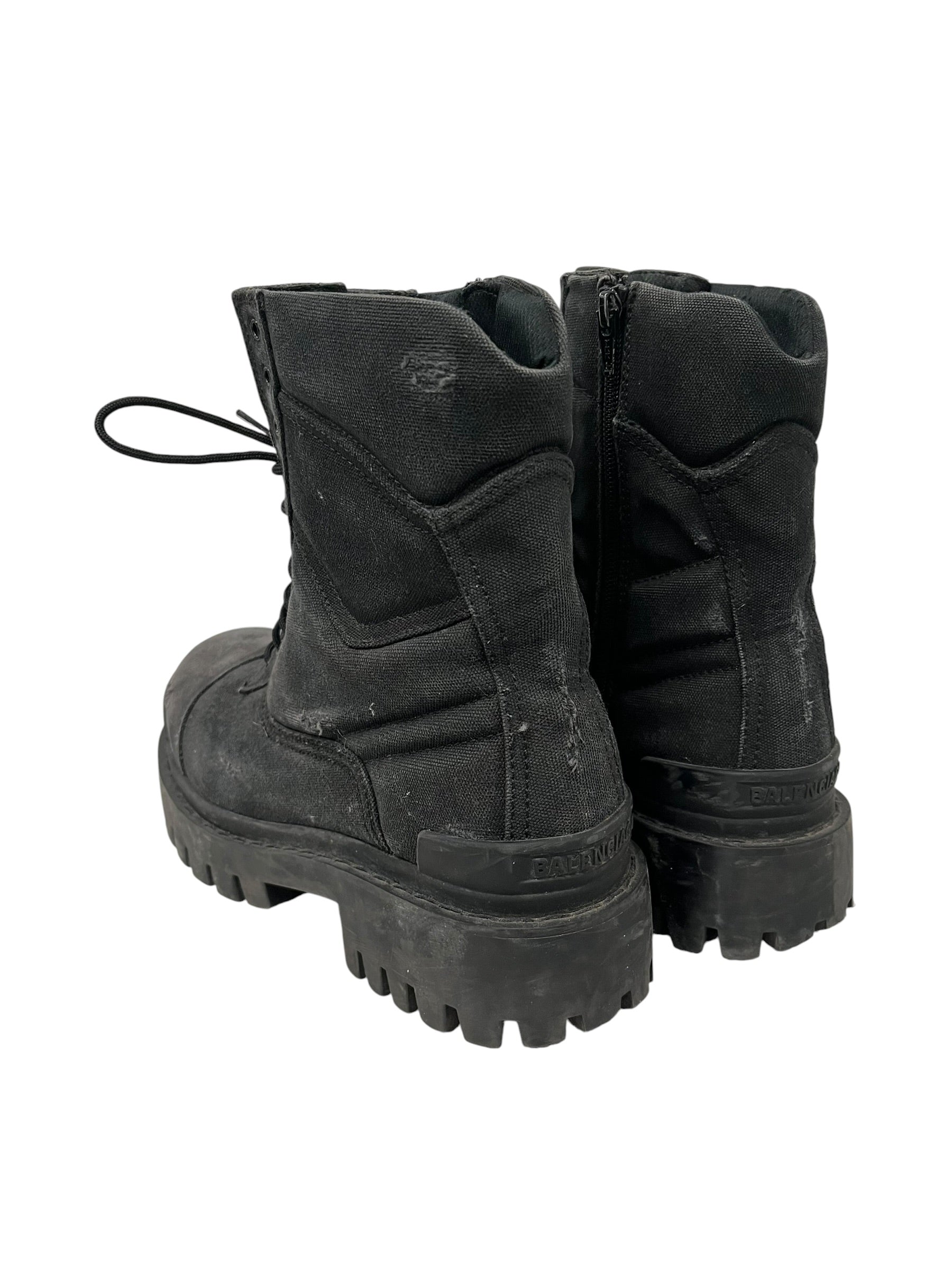 BALENCIAGA/Lace Up Boots/EU 42/Polyester/GRY/Side Zip/STRIKE COMBAT BOOTS DISTRESSED view 2