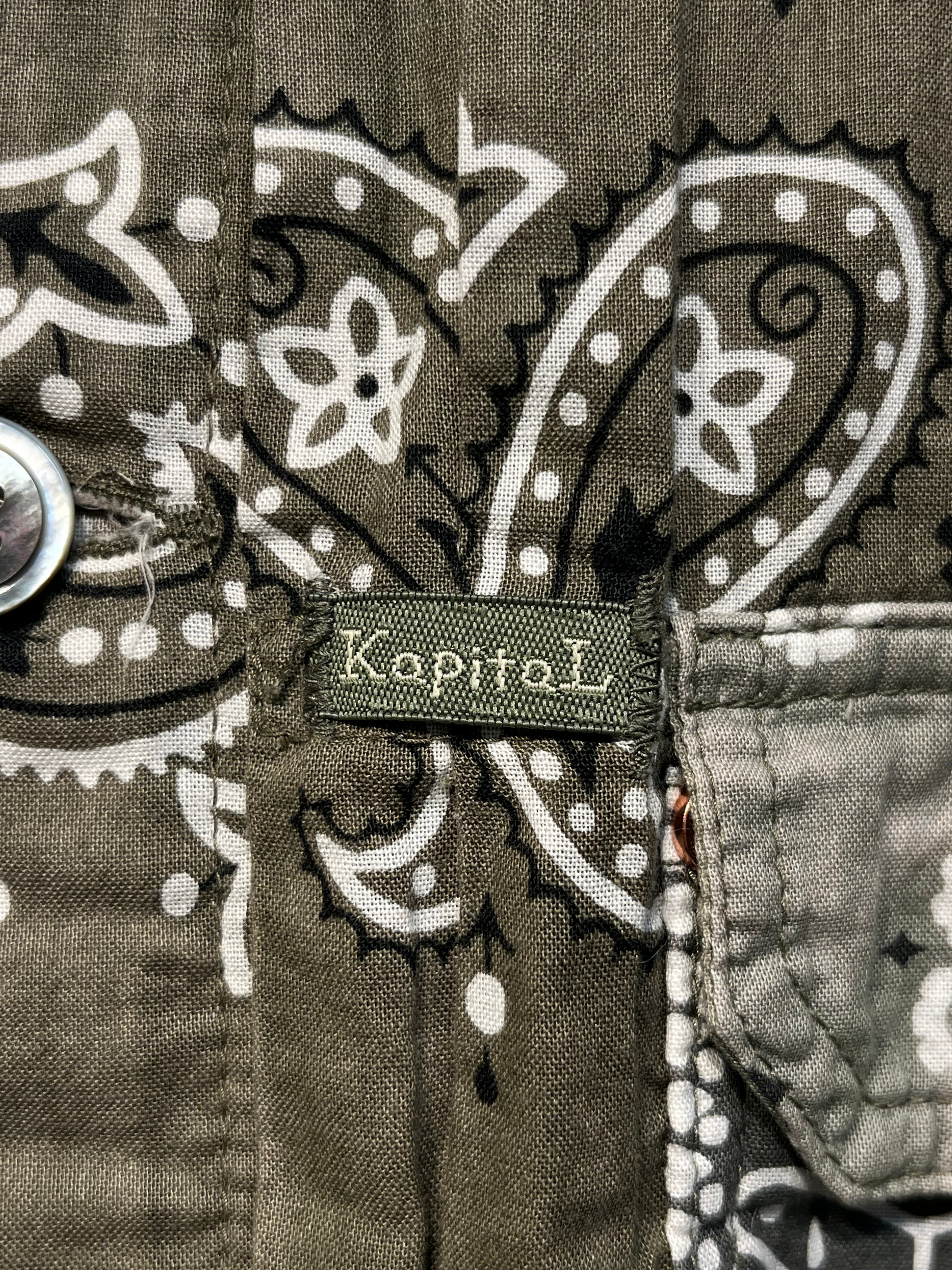 KAPITAL/LS Shirt/3/Cotton/GRN/Paisley/bandana ptchwrk, metal straps view 3