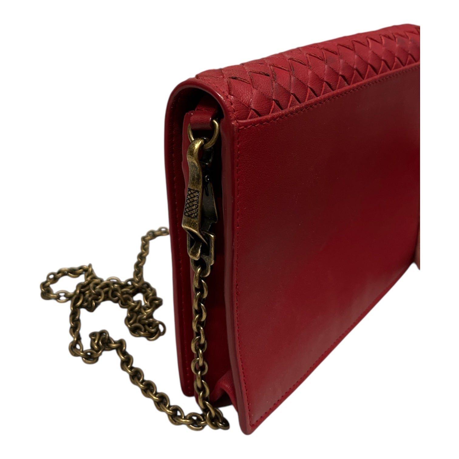BOTTEGA VENETA/Cross Body Bag/OS/Leather/RED/chain crossbody view 4