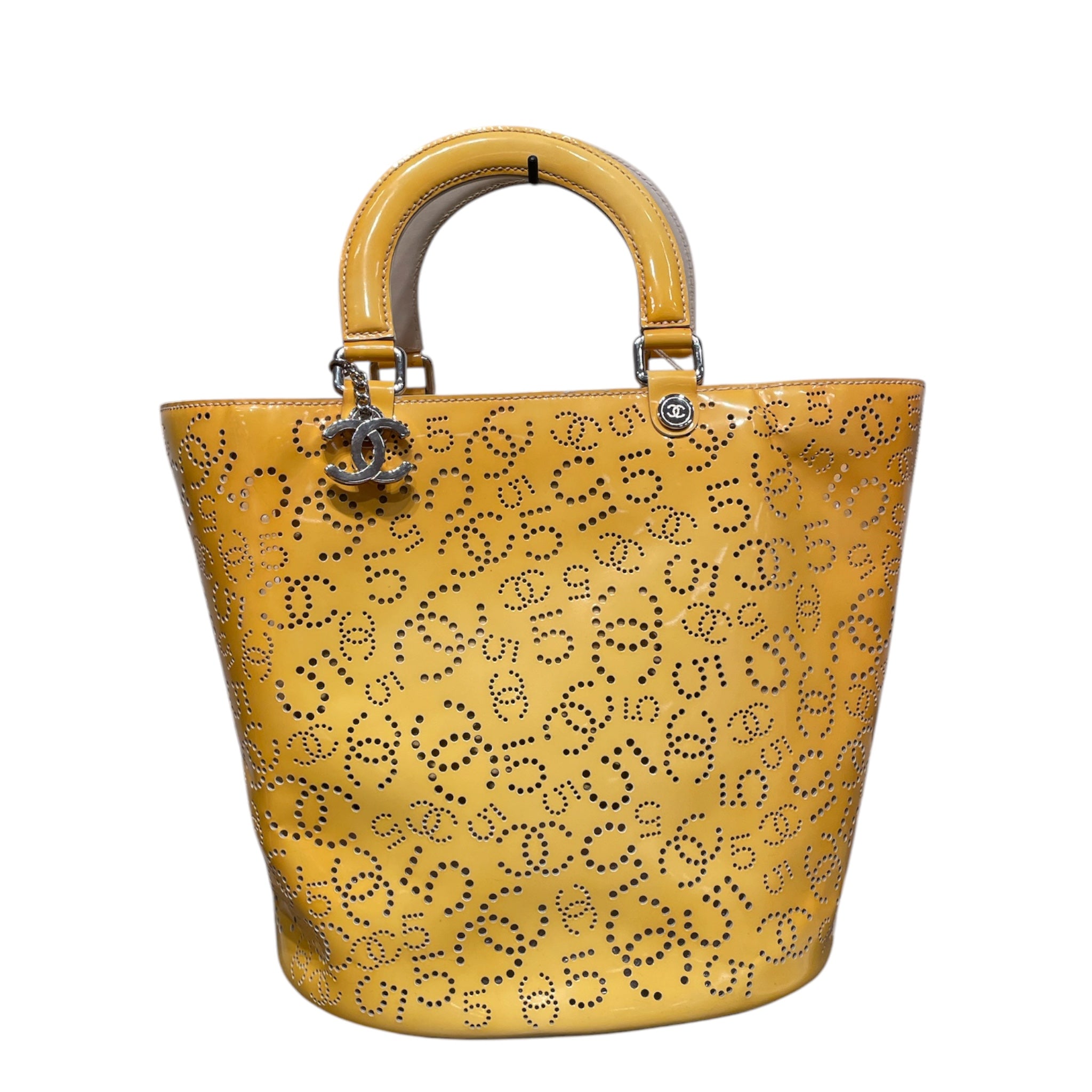 CHANEL/Tote Bag/Monogram/Leather/YEL/leather bucket vintage view 1