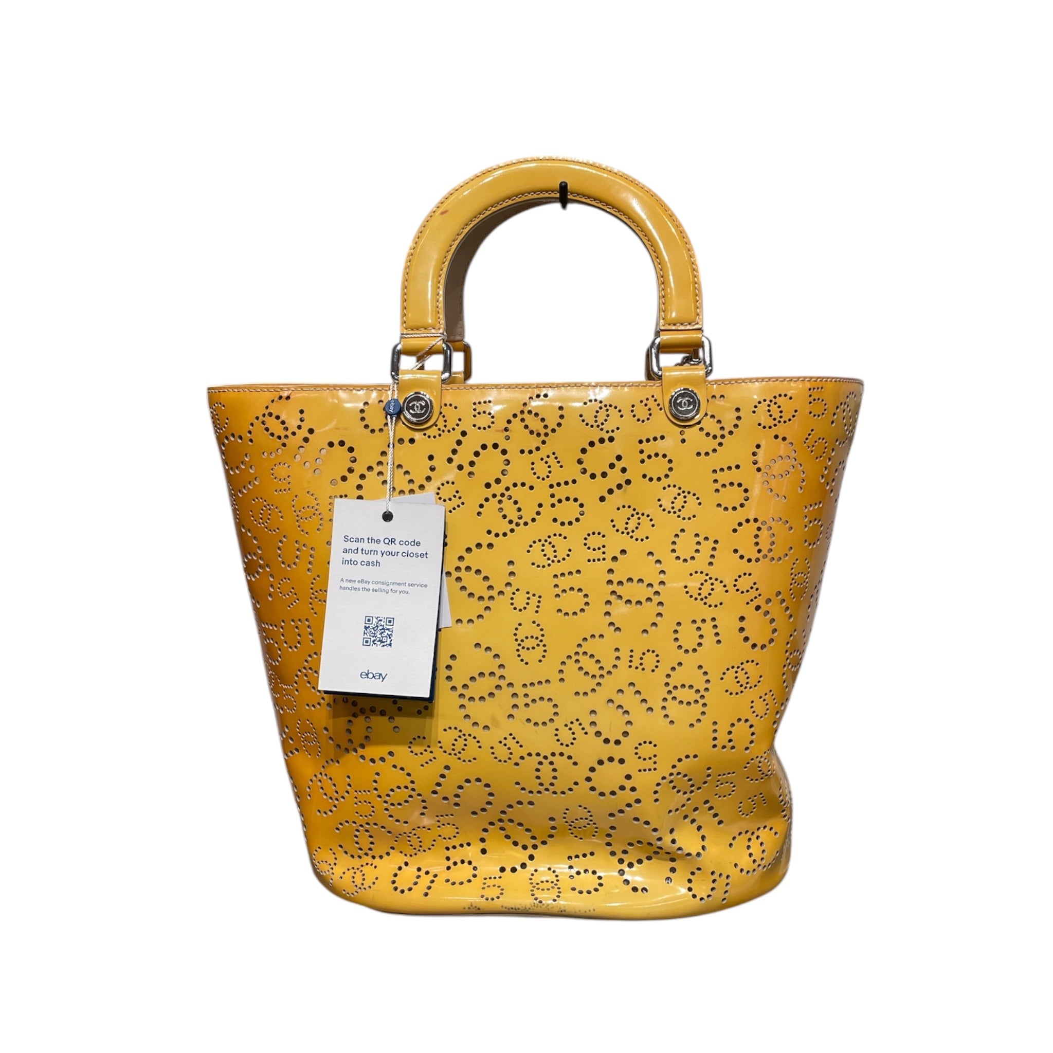 CHANEL/Tote Bag/Monogram/Leather/YEL/leather bucket vintage view 2