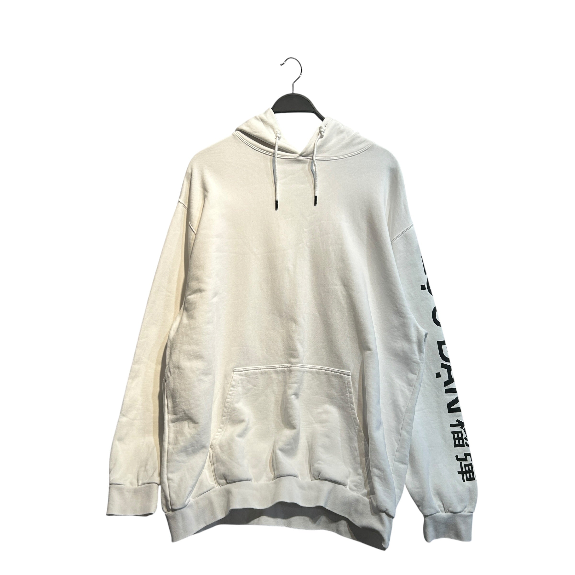 LU'U DAN/Hoodie/L/Cotton/WHT/Oversize/R Arm Black Logo view 1