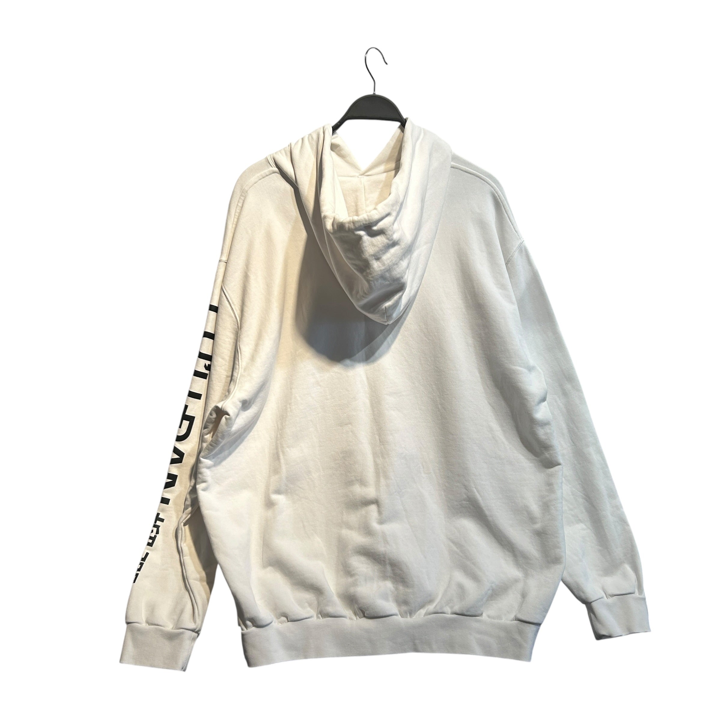 LU'U DAN/Hoodie/L/Cotton/WHT/Oversize/R Arm Black Logo view 2