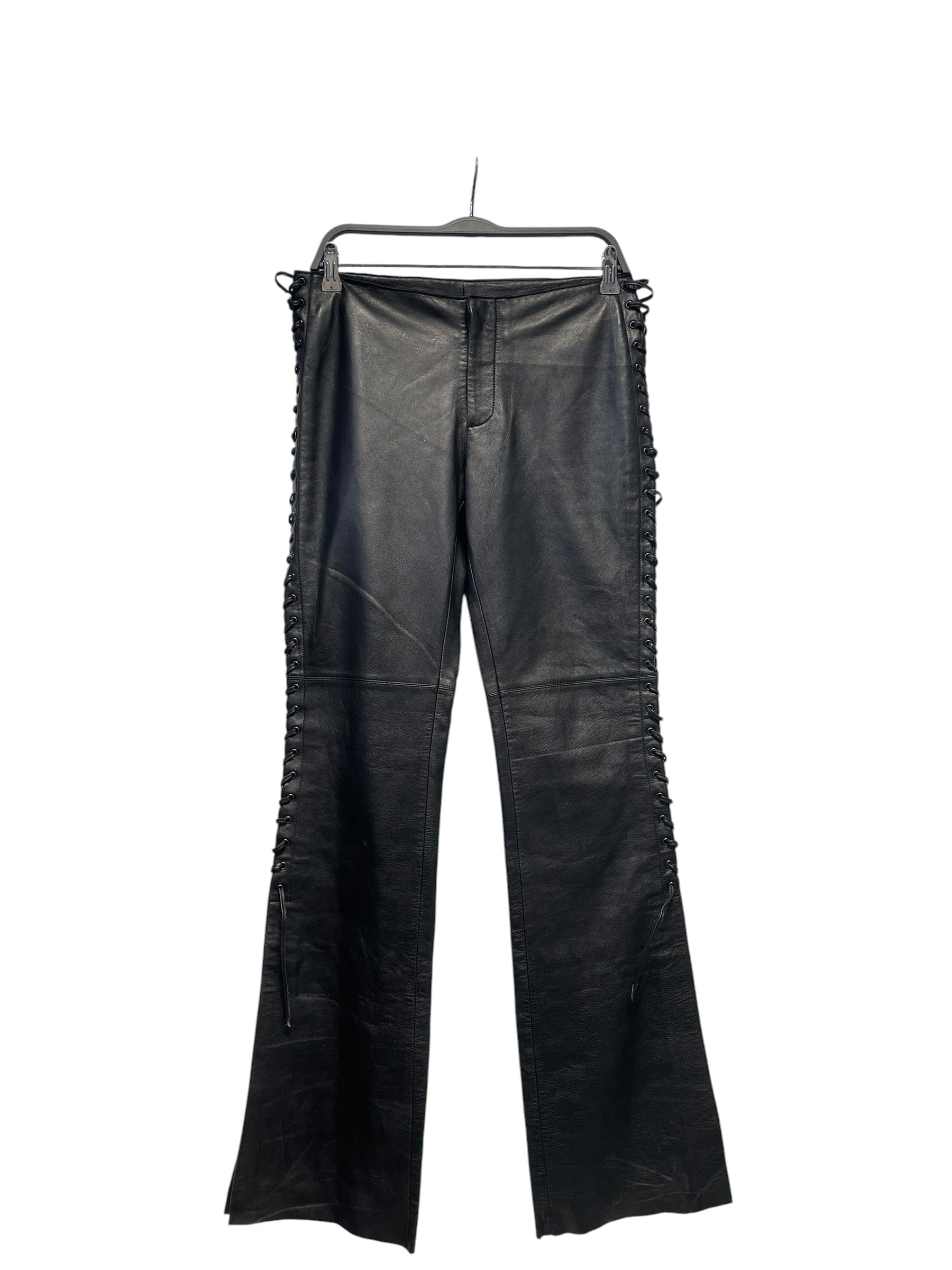 Bebe/Bootcut Pants/8/Leather/BLK/LACE UP SIDE DETAIL view 1