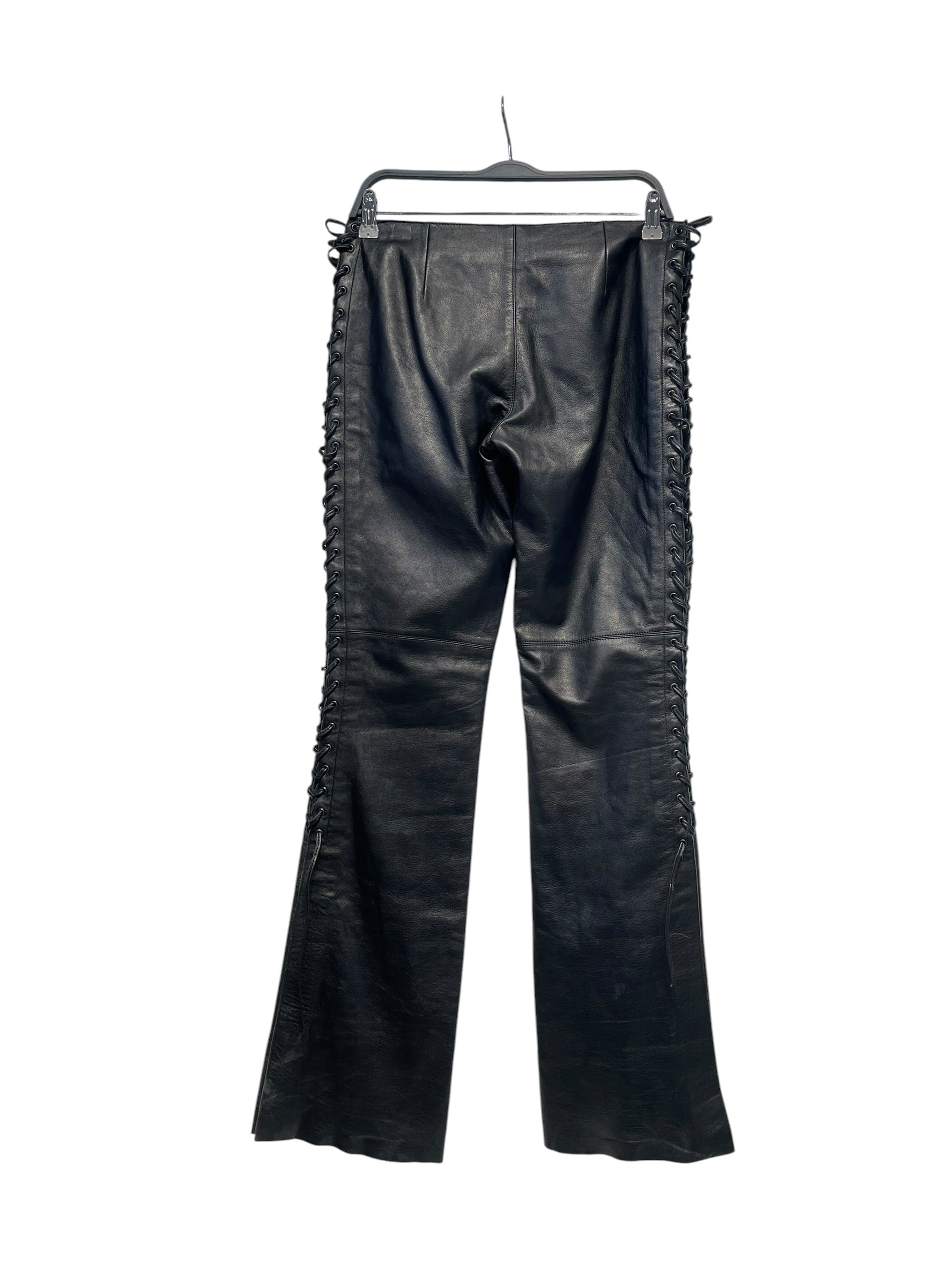 Bebe/Bootcut Pants/8/Leather/BLK/LACE UP SIDE DETAIL view 2