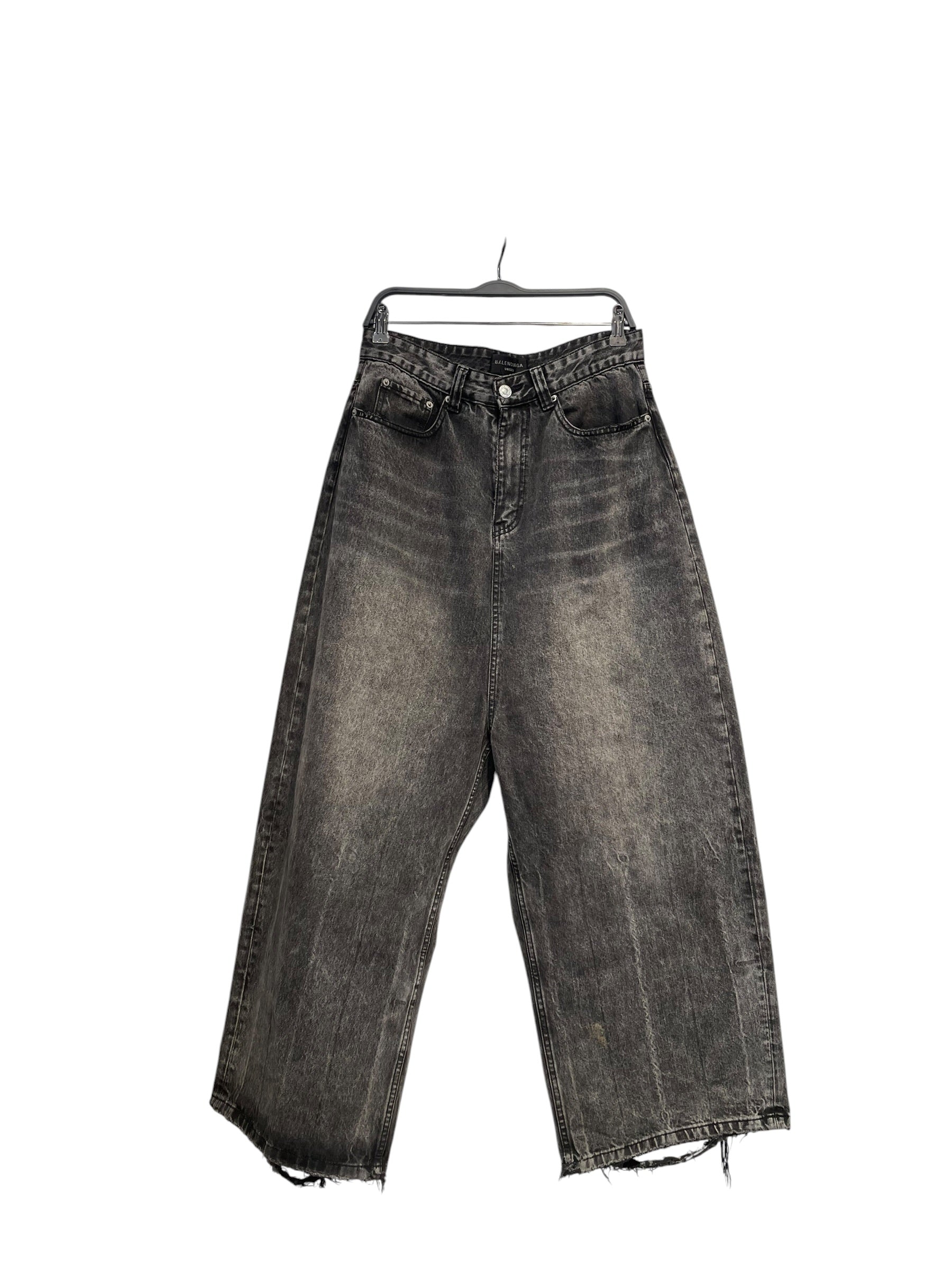 BALENCIAGA/Straight Pants/XS/Cotton/BLK/Button Fly/Unisex wide leg view 1