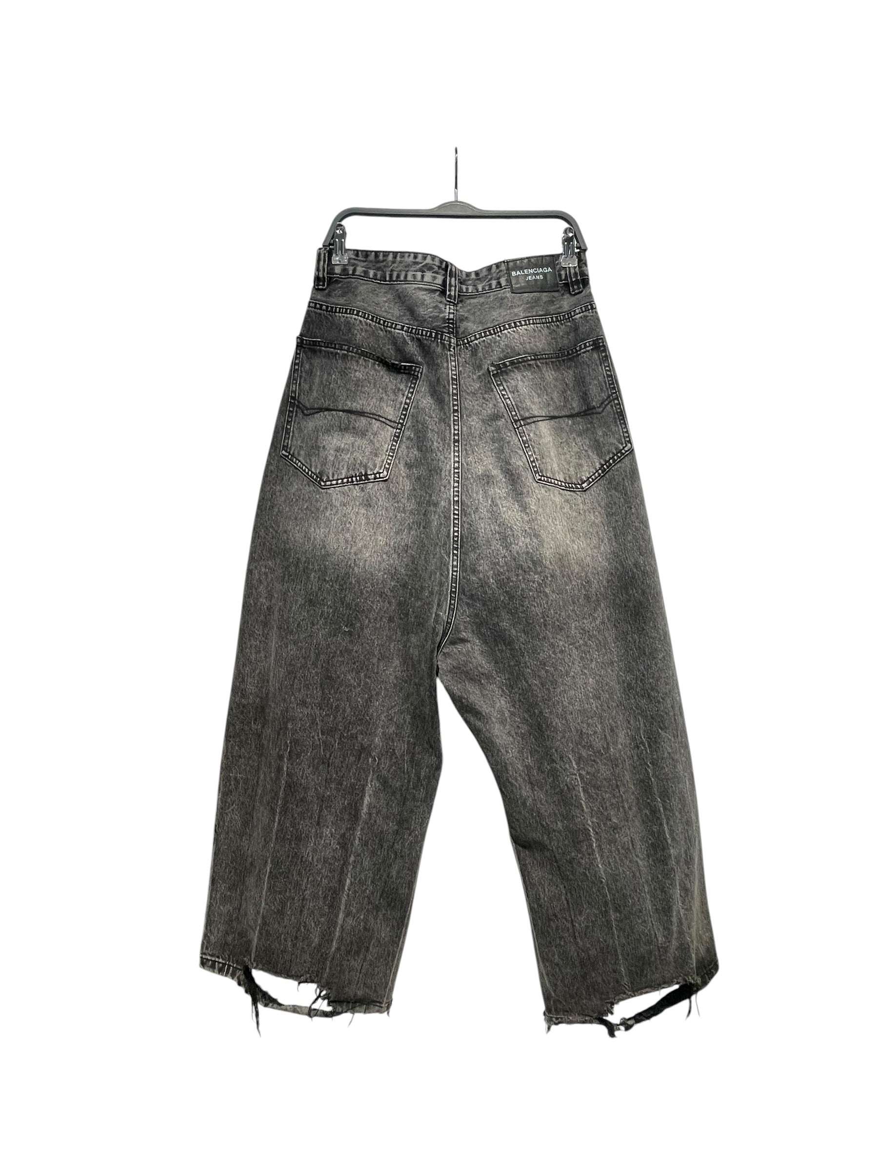 BALENCIAGA/Straight Pants/XS/Cotton/BLK/Button Fly/Unisex wide leg view 2