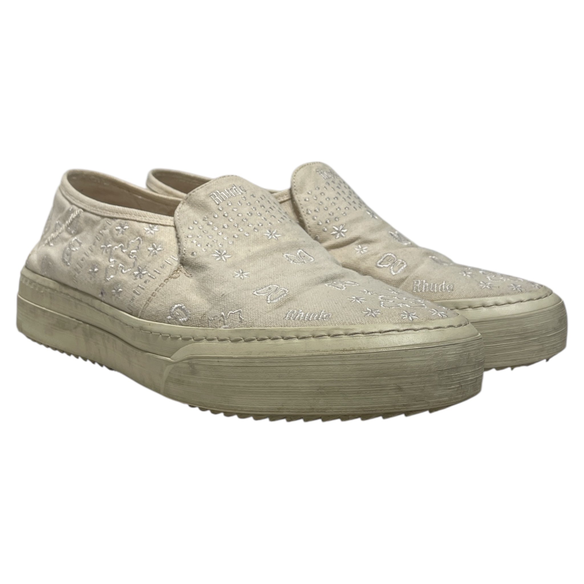 RHUDE/Low-Sneakers/US 10/All Over Print/Cotton/CRM/ view 1
