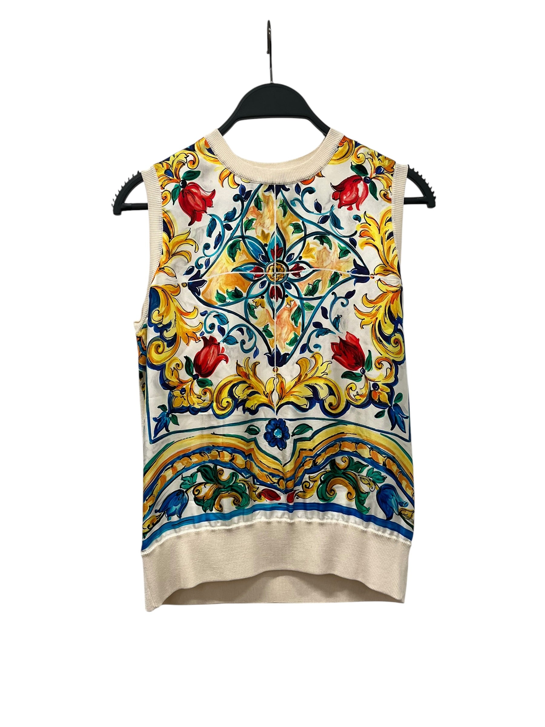 DOLCE&GABBANA/Knitted Vest/38/Silk/CRM/HAND PAINTED ITALIAN TILE view 1