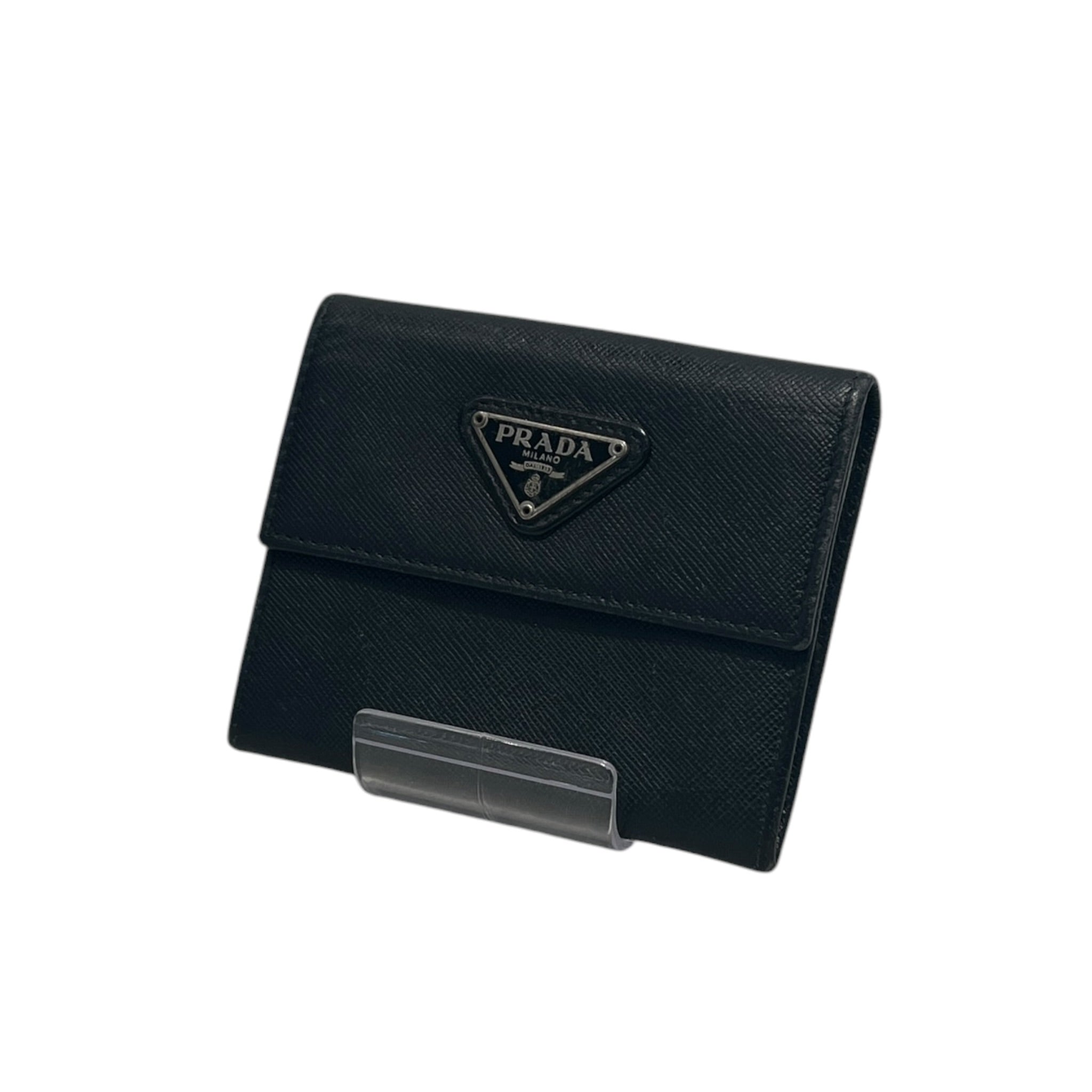 PRADA/Bifold Wallet/Leather/BLK/SAFFIANO LEATHER COMPACT view 1