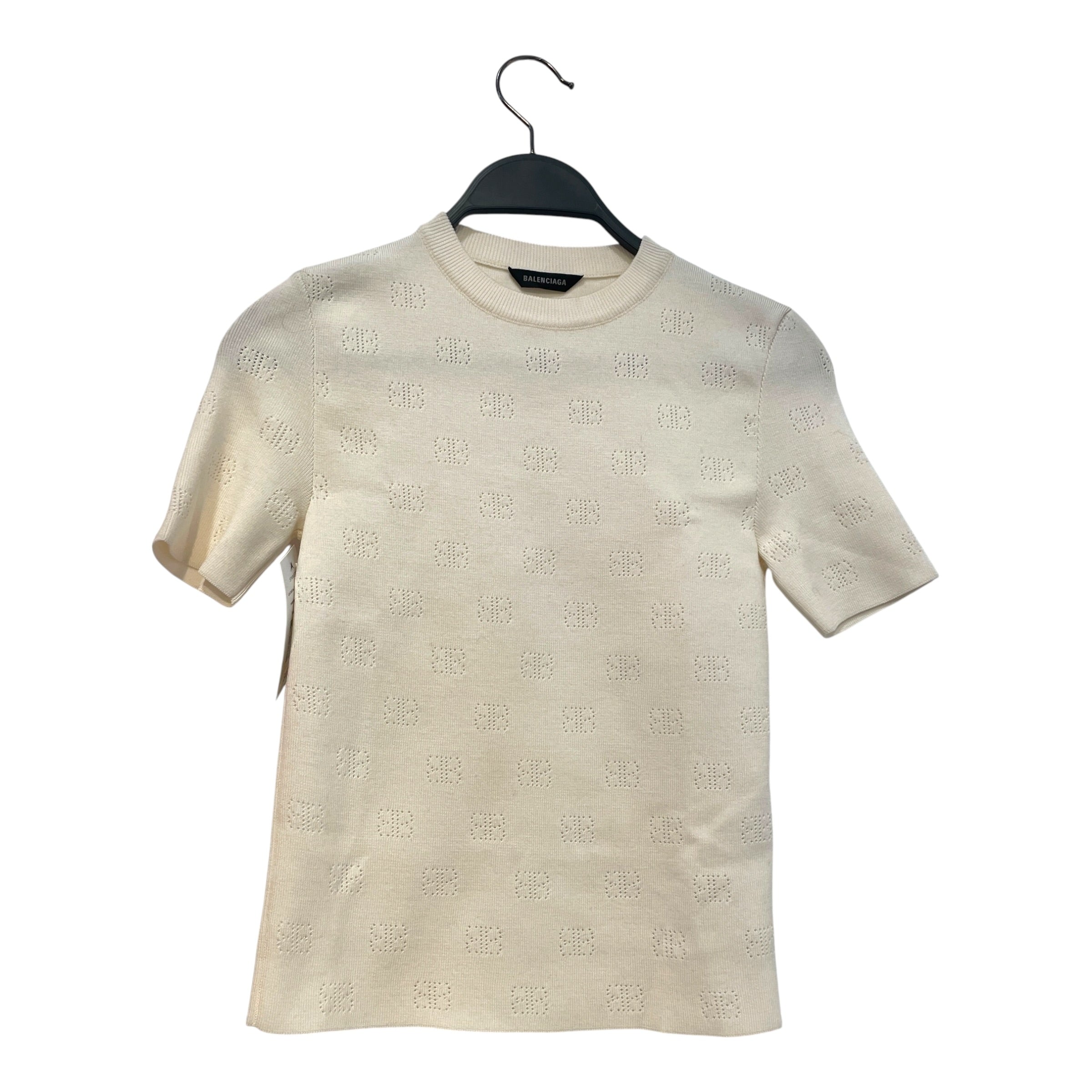 BALENCIAGA/T-Shirt/S/Monogram/Cotton/WHT/Monogram Tshirt view 1