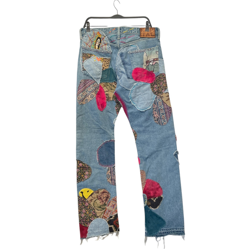 KAPITAL/Straight Pants/34/Denim/IDG/All Over Print/14 OZ CRAZY EL PASO