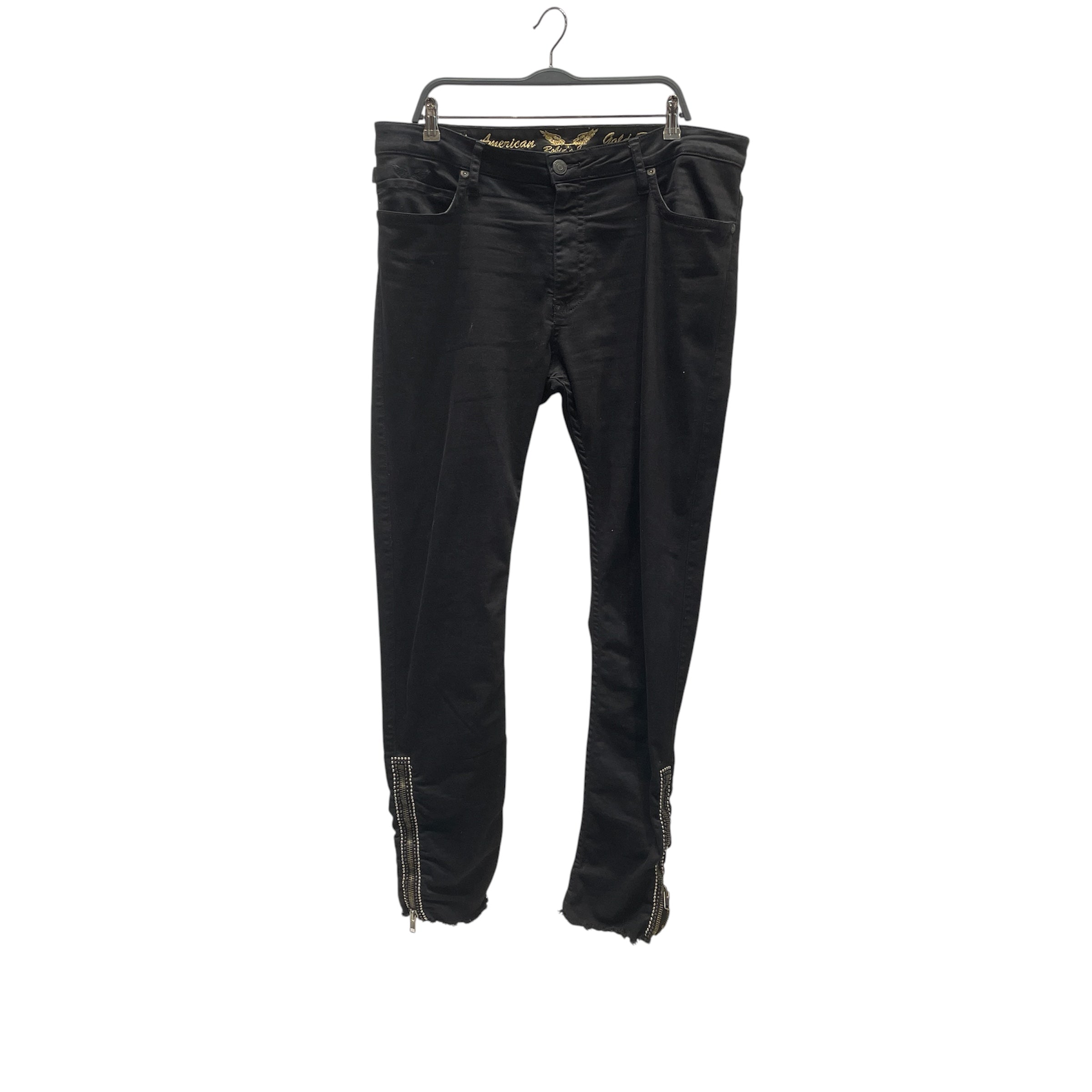 ROBIN'S JEAN/Skinny Pants/38/Denim/BLK/zip leg opening view 1