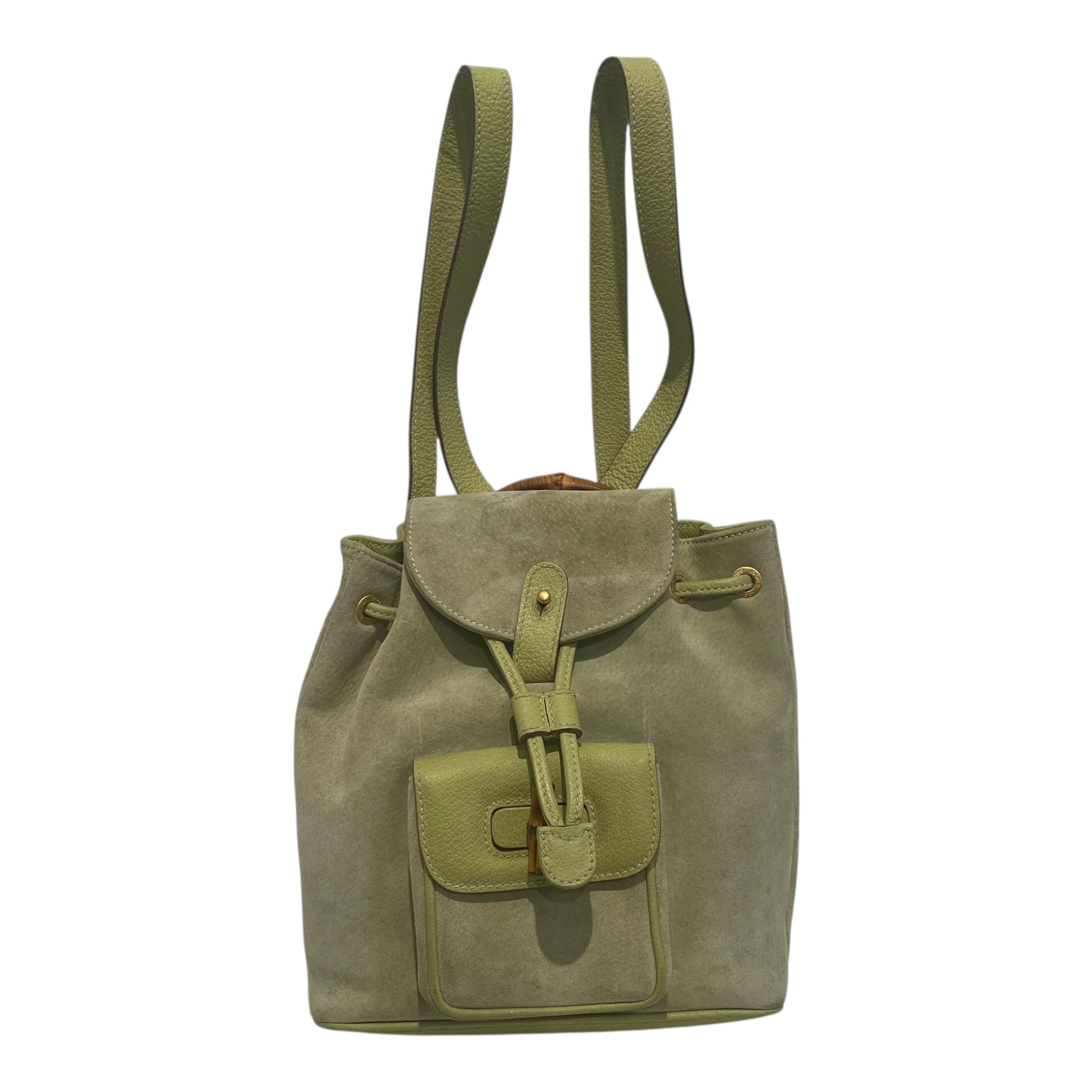 GUCCI/Backpack/Suede/GRN/Bamboo Handle view 1