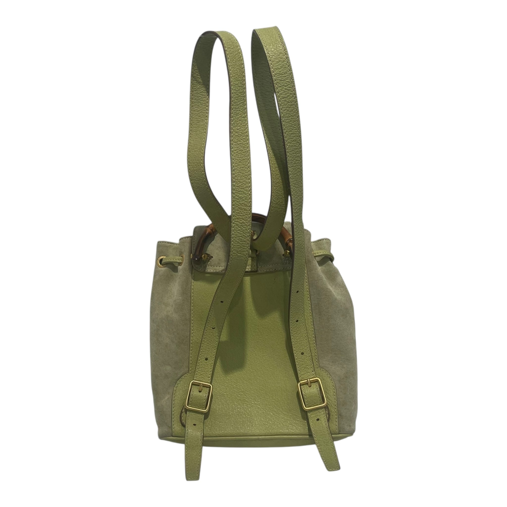 GUCCI/Backpack/Suede/GRN/Bamboo Handle view 2
