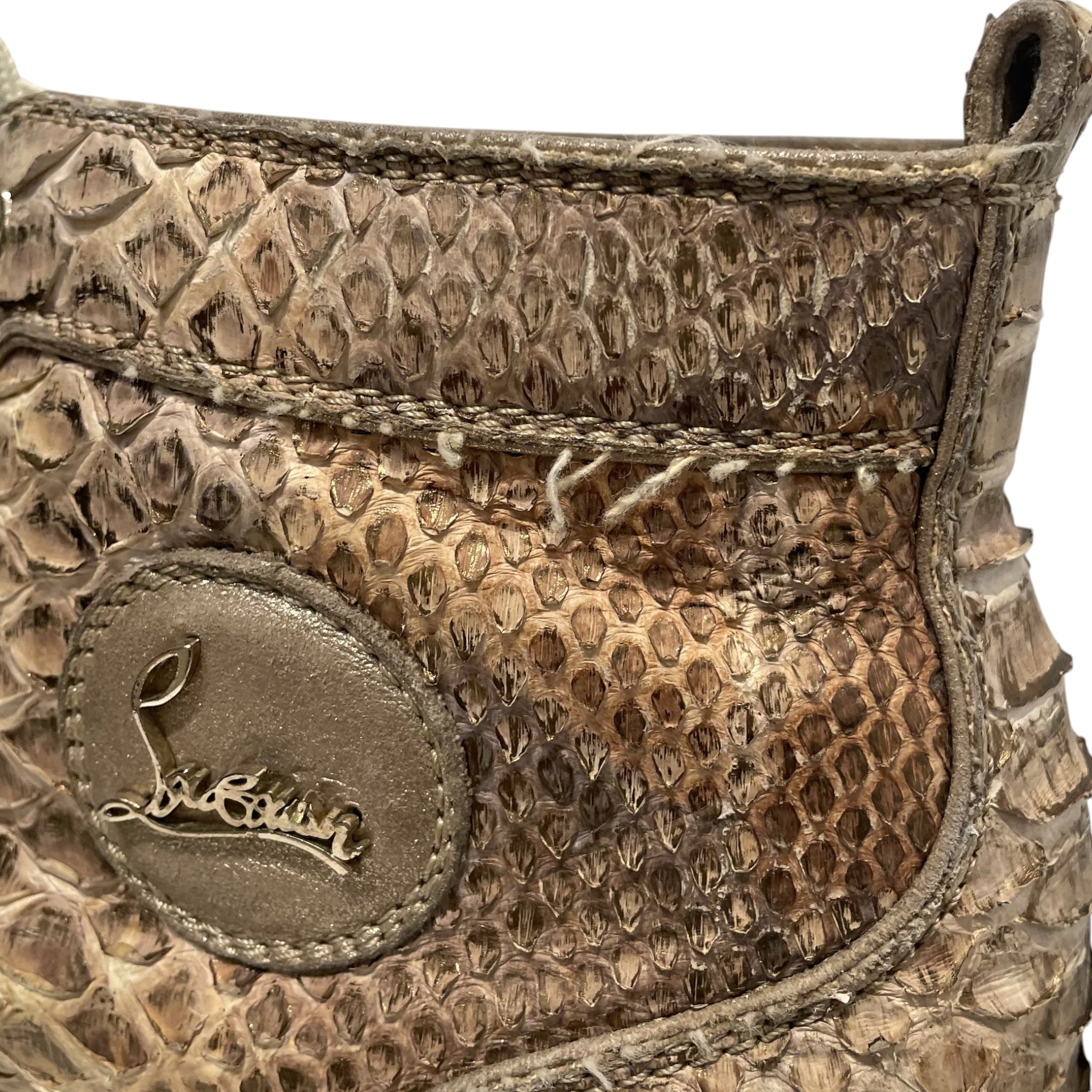 Christian Louboutin/Hi-Sneakers/EU 44.5/Animal Pattern/BEG/PYTHON GLD TIP view 5